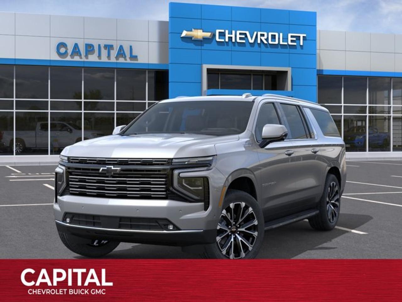 This Chevrolet Suburban boasts a Gas V8 6.2L/ engine powering this Automatic transmission. ENGINE, 6.2L ECOTEC3 V8 with Dynamic Fuel Management, Direct Injection and Variable Valve Timing, includes aluminum block construction (420 hp [313 kW] @ 5600 rpm, 460 lb-ft of torque [624 Nm] @ 4100 rpm) (STD), Wireless Phone Charging, for portable devices, Wireless Apple CarPlay/Wireless Android Auto.* This Chevrolet Suburban Features the Following Options *Wipers, front intermittent, Rainsense, Wiper, rear intermittent with washer, Windshield, solar absorbing, Windows, power with rear Express-Down, Window, power with front passenger Express-Up/Down, Window, power with driver Express-Up/Down, Wi-Fi Hotspot capable (Terms and limitations apply. See onstar.ca or dealer for details.), Wheels, 22 x 9 (55.9 cm x 22.9 cm) bright machined aluminum and painted After Midnight (Includes (SFE) wheel locks, LPO.), Wheel, full-size spare, 17 (43.2 cm) steel, Warning tones headlamp on, driver and right-front passenger seat belt unfasten and turn signal on.* Stop By Today *Stop by Capital Chevrolet Buick GMC Inc. located at 13103 Lake Fraser Drive SE, Calgary, AB T2J 3H5 for a quick visit and a great vehicle!