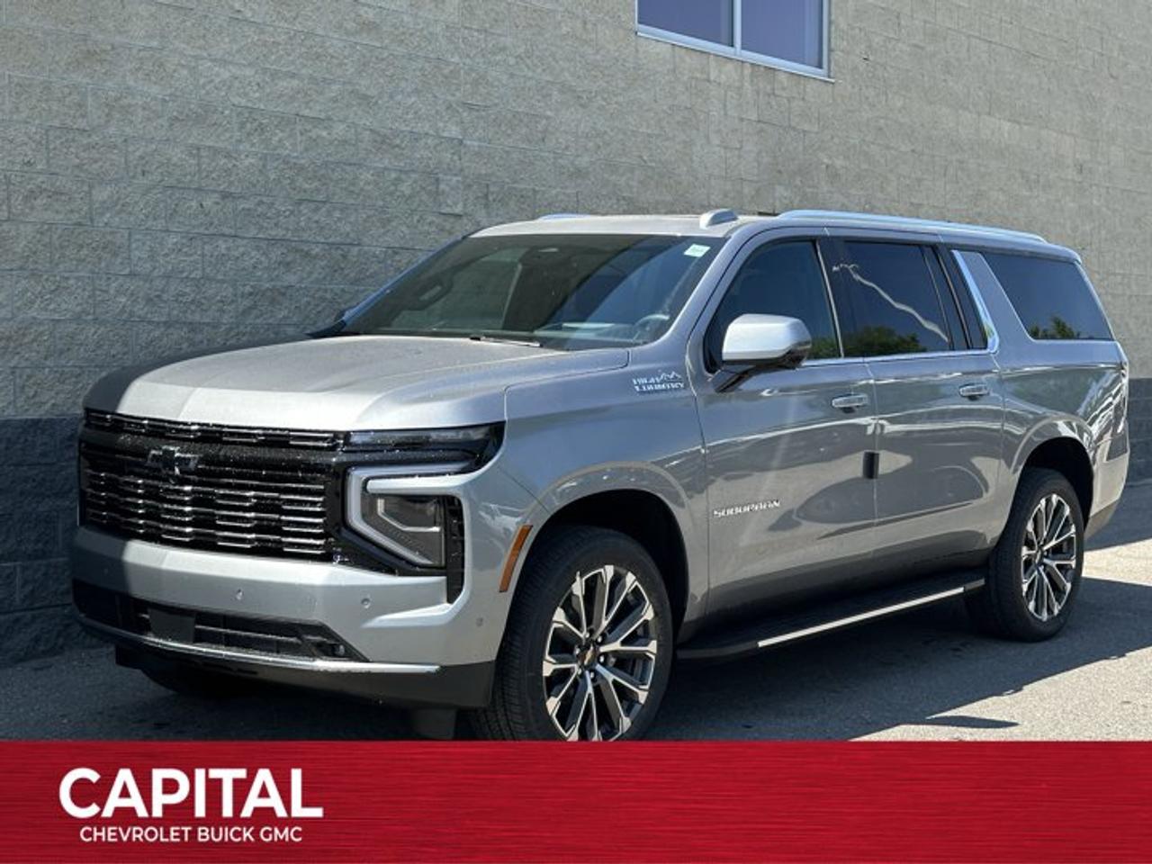 This Chevrolet Suburban boasts a Gas V8 6.2L/ engine powering this Automatic transmission. ENGINE, 6.2L ECOTEC3 V8 with Dynamic Fuel Management, Direct Injection and Variable Valve Timing, includes aluminum block construction (420 hp [313 kW] @ 5600 rpm, 460 lb-ft of torque [624 Nm] @ 4100 rpm) (STD), Wireless Phone Charging, for portable devices, Wireless Apple CarPlay/Wireless Android Auto.* This Chevrolet Suburban Features the Following Options *Wipers, front intermittent, Rainsense, Wiper, rear intermittent with washer, Windshield, solar absorbing, Windows, power with rear Express-Down, Window, power with front passenger Express-Up/Down, Window, power with driver Express-Up/Down, Wi-Fi Hotspot capable (Terms and limitations apply. See onstar.ca or dealer for details.), Wheels, 22 x 9 (55.9 cm x 22.9 cm) bright machined aluminum and painted After Midnight (Includes (SFE) wheel locks, LPO.), Wheel, full-size spare, 17 (43.2 cm) steel, Warning tones headlamp on, driver and right-front passenger seat belt unfasten and turn signal on.* Stop By Today *Stop by Capital Chevrolet Buick GMC Inc. located at 13103 Lake Fraser Drive SE, Calgary, AB T2J 3H5 for a quick visit and a great vehicle!