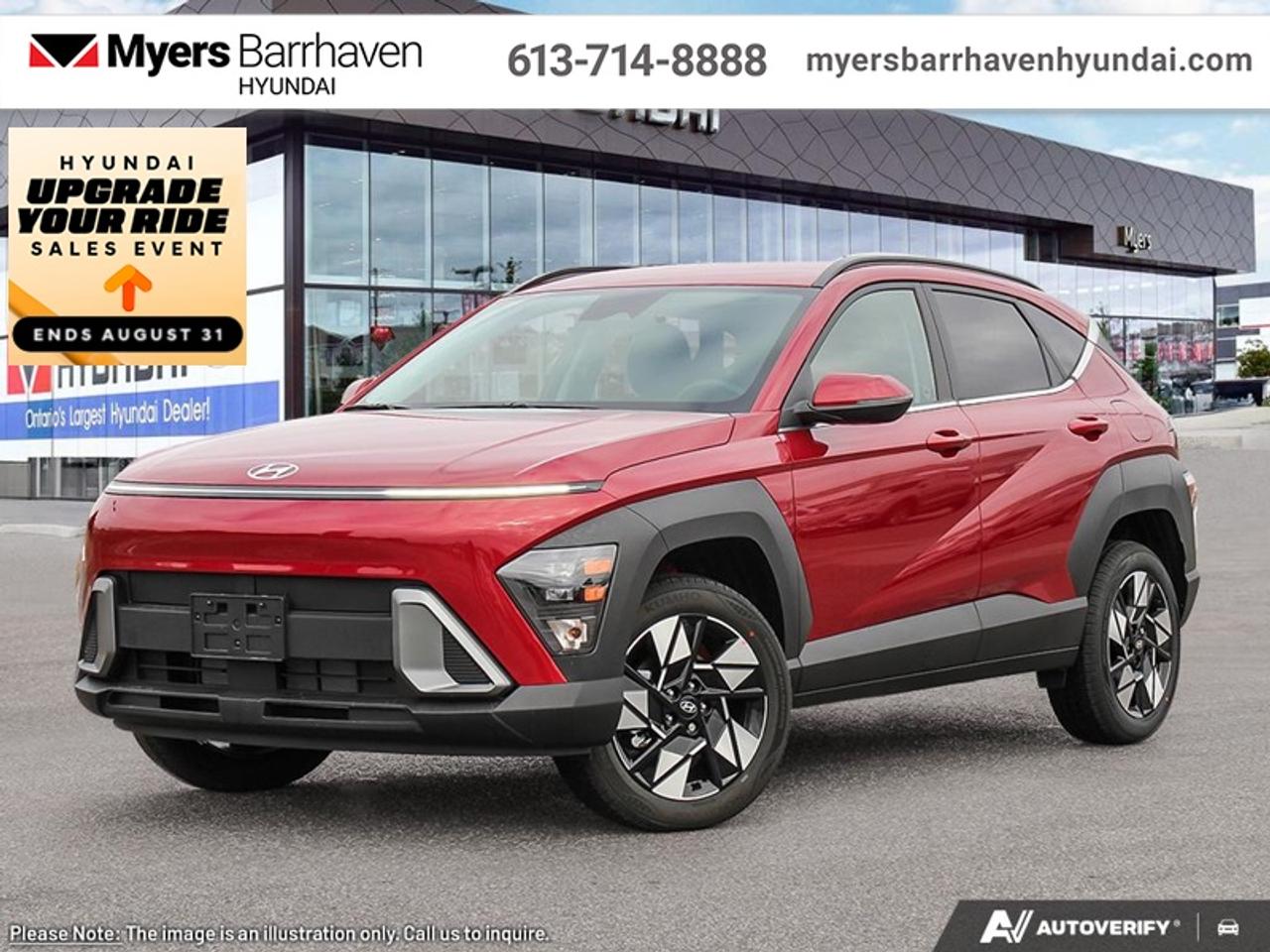 <b>Sunroof,  Power Liftgate,  Heated Seats,  Adaptive Cruise Control,  Heated Steering Wheel!</b><br> <br> Prepared for adventure, you can take this Kona out to connect with nature without ever losing connection to our high paced society.<br> <br>With more versatility than its tiny stature lets on, this Kona is ready to prove that big things can come in small packages. With an incredibly long feature list, this Kona is incredibly safe and comfortable, compatible with just about anything, and ready for lifes next big adventure. For distilled perfection in the busy crossover SUV segment, this Kona is the obvious choice.<br> <br>This Ultimate Red coupe has an Automatic transmission and is powered by a 147HP 2.0L 4 Cylinder Engine. <br> <br> Our Konas trim level is Preferred AWD w/Trend Package. This capable all-wheel-drive SUV combines confident performance with refined comfort and cutting-edge technology. Its exterior design features a sleek black grille, power liftgate, deep-tinted glass, and a panoramic sunroof that fills the cabin with natural light. Inside, premium touches include heated front seats, dual-zone automatic climate control, a heated leather steering wheel, and a 12.3-inch touchscreen with Apple CarPlay, Android Auto, and remote start. Advanced safety systems such as Forward Collision Avoidance, Blind-Spot Warning, Rear Cross-Traffic Collision-Avoidance, and Lane Keep Assist provide peace of mind on every journey. Designed for comfort, control, and everyday versatility, its an SUV that feels equally at home in the city or on the open road. This vehicle has been upgraded with the following features: Sunroof, Power Liftgate, Heated Seats, Adaptive Cruise Control, Heated Steering Wheel, Remote Start, Lane Keep Assist.<br><br> <br/><br> o~o
