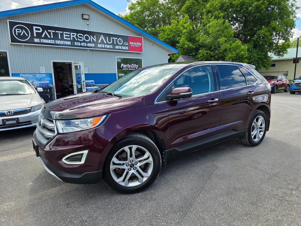 CLEAN CARFAX - SUNROOF - WE FINANCE Experience the perfect blend of luxury and performance with the 2018 Ford Edge Titanium AWD, available now at Patterson Auto Sales. This pre-owned SUV features sophisticated leather seating and a powerful 2.0L L4 DOHC 16V engine, delivering both comfort and capability for every journey. With all-wheel drive confidence and a refined interior, the Ford Edge Titanium is ready to elevate your daily drive. Discover your next adventure today.