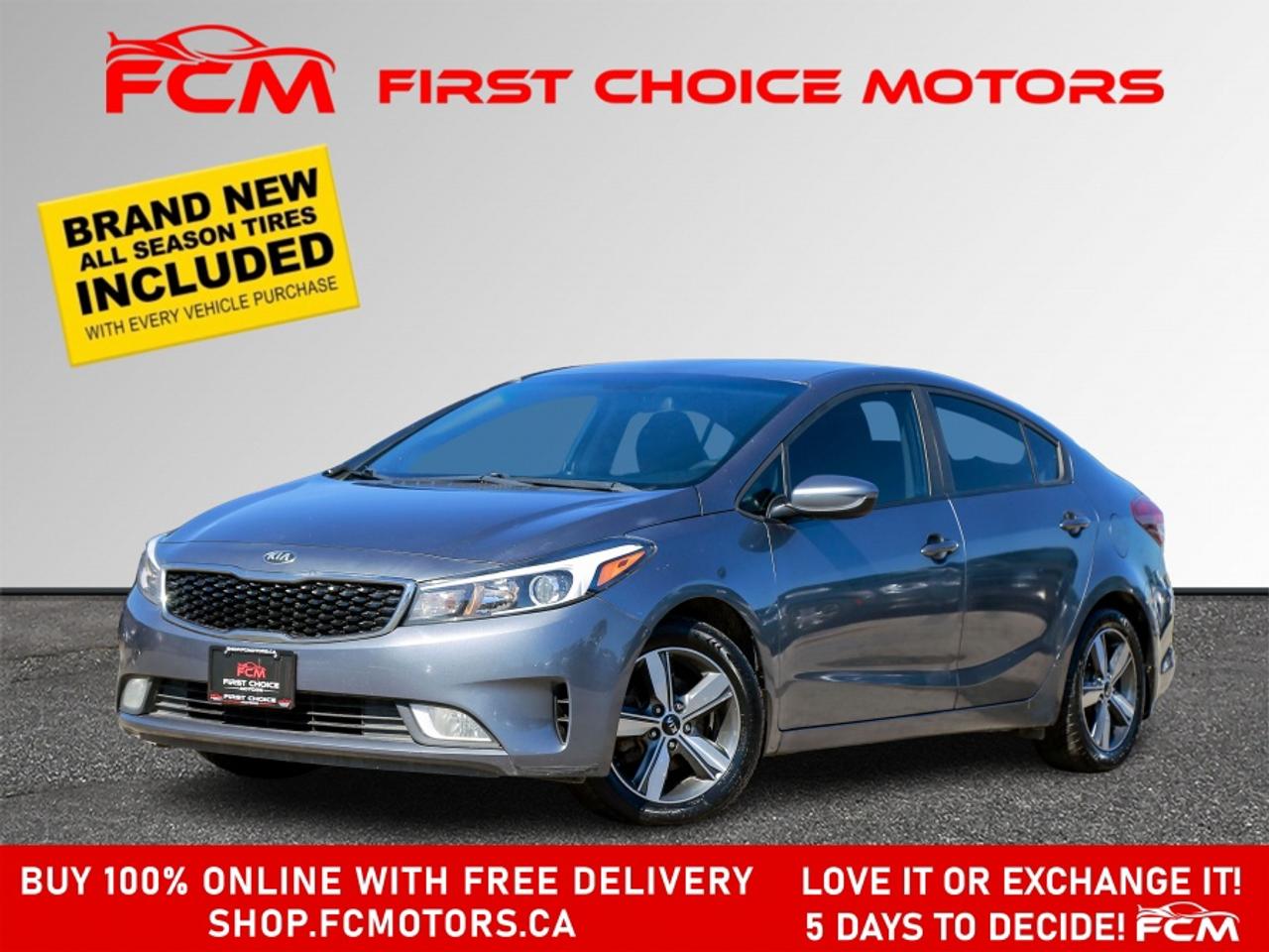 ** ** SPECIAL LIMITED TIME OFFER ** ** PURCHASE ANY VEHICLE THIS WEEK AND RECEIVE 4 BRAND-NEW ALL-SEASON TIRES AT NO ADDITIONAL COST!!! DON   T MISS THIS EXCLUSIVE CHANCE TO UPGRADE YOUR RIDE AND STAY PREPARED FOR ANY WEATHER!!! <br><br>EXCITING NEWS FROM FIRST CHOICE MOTORS! Our brand-new online showroom is now open to the public, bringing the ultimate car shopping experience right to your fingertips! Enjoy a 100% online car shopping experience, with over 500 certified vehicles in stock, comprehensive protection plans, and thousands of new auto parts & accessories available! Plus, for a limited time, were offering FREE deliveries across Ontario on all vehicle purchases! Dont miss out   visit Shop.fcmotors.ca to find and upgrade your perfect vehicle today!<br><br>Welcome to First Choice Motors, the largest car dealership in Toronto of pre-owned cars, SUVs, and vans priced between $5000-$15,000. With an impressive inventory of over 300 vehicles in stock, we are dedicated to providing our customers with a vast selection of affordable and reliable options. <br><br>Were thrilled to offer a used 2018 Kia Forte LX, grey color with 204,000km (STK#9987) This vehicle was $8990 NOW ON SALE FOR $7990. It is equipped with the following features:<br>- Automatic Transmission<br>- Heated seats<br>- Bluetooth<br>- Apple CarPlay<br>- Reverse camera<br>- Alloy wheels<br>- Power windows<br>- Power locks<br>- Power mirrors<br>- Air Conditioning<br><br>At First Choice Motors, we believe in providing quality vehicles that our customers can depend on. All our vehicles come with a 36-day guarantee on all safety related items. We also offer additional warranty options up to 5 years for our customers who want extra peace of mind.<br><br>Furthermore, all our vehicles are sold fully certified with brand new brakes rotors and pads, a fresh oil change, and brand new set of all-season tires installed & balanced. You can be confident that this car is in excellent condition and ready to hit the road.<br><br>At First Choice Motors, we believe that everyone deserves a chance to own a reliable and affordable vehicle. Thats why we offer financing options with low interest rates starting at 7.9% O.A.C. Were proud to approve all customers, including those with bad credit, no credit, students, and even 9 socials. Our finance team is dedicated to finding the best financing option for you and making the car buying process as smooth and stress-free as possible.<br><br>Our dealership is open 7 days a week to provide you with the best customer service possible. We carry the largest selection of used vehicles for sale under $9990 in all of Ontario. We stock over 300 cars, mostly Hyundai, Chevrolet, Mazda, Honda, Volkswagen, Toyota, Ford, Dodge, Kia, Mitsubishi, Acura, Lexus, and more. With our ongoing sale, you can find your dream car at a price you can afford. Come visit us today and experience why we are the best choice for your next used car purchase!<br><br>All prices include $22.00 OMVIC Fee.  Excludes, license plates, ownership registration and ONTARIO HST (13%)<br>*No Credit Card payments can be accepted for Vehicle Purchases*