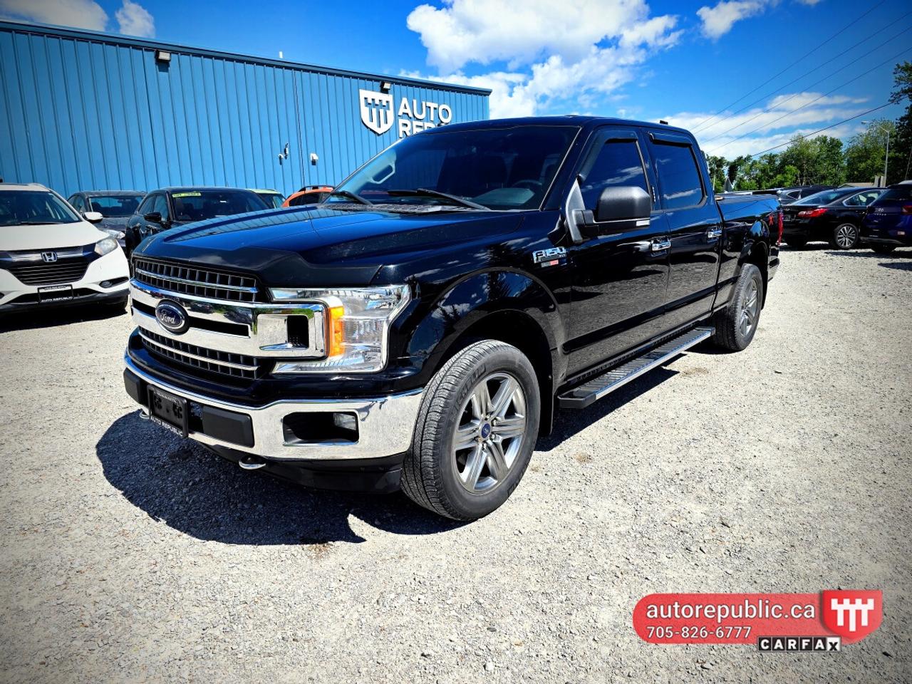 Rare combination of 5.0L V8 and 4x4 with crew cab 6 seater and 6.5ft box <br/> Same owner since 2019 and no reported accidents <br/> Being sold ASIS. You certify - you save. <br/> <br/> <br/> Features include Navigation, Bluetooth, AC, backup camera, cruise control, fog lights, bed liner, alloy rims, two sets of keys, automatic headlights, power ebrake, power locks, mirrors and windows, running boards, towing hitch and more. <br/> Has factory towing package with trailer backup assist and brake controller. <br/> <br/> <br/> Link to Youtube Walkaround video: <br/> https://www.youtube.com/watch?v=8pNGQJCm5II <br/> <br/> <br/> Beautiful color combination: shiny black exterior with grey clean interior. <br/> <br/> <br/> The motor vehicle is being sold as-is and is not represented as being in road worthy condition, mechanically sound or maintained at any guaranteed level of quality. The vehicle may not be fit for use as a means of transportation and may require substantial repairs at the purchasers expense. <br/> It may not be possible to register the vehicle to be driven in its current condition. <br/> <br/> <br/> Please call 705-826-6777 for appointments <br/> www.autorepublic.ca <br/> <br/> <br/> Tax and Licensing extra <br/> <br/> <br/> Trade-ins are welcome! <br/> <br/> <br/> No Hidden Fees or Admin Fees! <br/> <br/> <br/> Do not hesitate to contact us with any questions. <br/> <br/> <br/> Please call us at 705-826-6777 for more details. <br/> www.autorepublic.ca <br/> <br/> <br/> AUTO REPUBLIC <br/> Quality Certified Pre-Owned Vehicles <br/> 5 Courtland st, Ramara, ON, L3V1A4 <br/>
