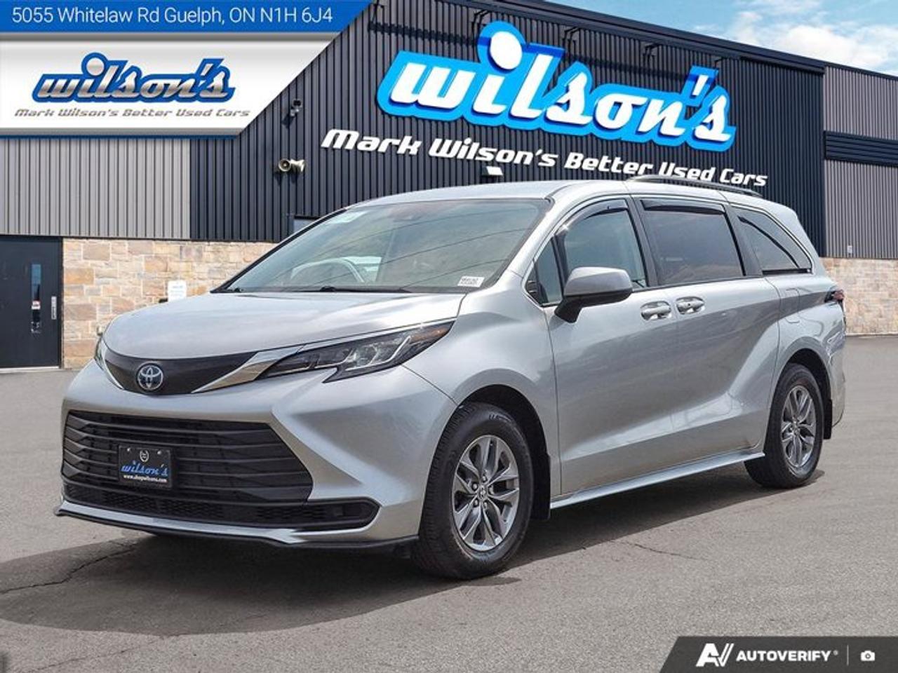 Check out this certified 2022 Toyota Sienna LE | 8 Passenger | Heated Seats | Radar Cruise | Lane Departure | Carplay + Android Auto | and More!. Its Automatic transmission and 2.5 L engine will keep you going. This Toyota Sienna comes equipped with these options: Radar Cruise, Air Conditioning, 8 passenger, Heated Seats, Tilt Steering Wheel, Steering Radio Controls, Power Windows, Power Locks, Traction Control, and Power Mirrors. See it for yourself at Mark Wilsons Better Used Cars, 5055 Whitelaw Road, Guelph, ON N1H 6J4.MASSIVE SELECTION: 500+ vehicles in ONE LOCATION, all Live Market Priced for the best value!STRAIGHTFORWARD & TRANSPARENT PRICING: Our Advertised Price INCLUDES:Safety Certification! (No separate certification fee upcharge).FREE Carfax History Report!NO upcharge for paying cash!CONFIDENCE & PEACE OF MIND: 30-Day/3,000 km Warranty INCLUDED! Plus a 5-Day Exchange Privilege!*EASY FINANCING: Better-than-bank rates, $0 Down, and 3 Months No Payments available OAC. BAD CREDIT APPROVED HERE!WE BUY CARS: Get Top Dollar for your trade, or sell us your vehicle for CASH even if you dont buy ours!www.shopwilsons.comAn Honest, Transparent Buying Experience. Trusted in business since 1961!(Cash Prices Exclude HST and Licensing Fees only.)