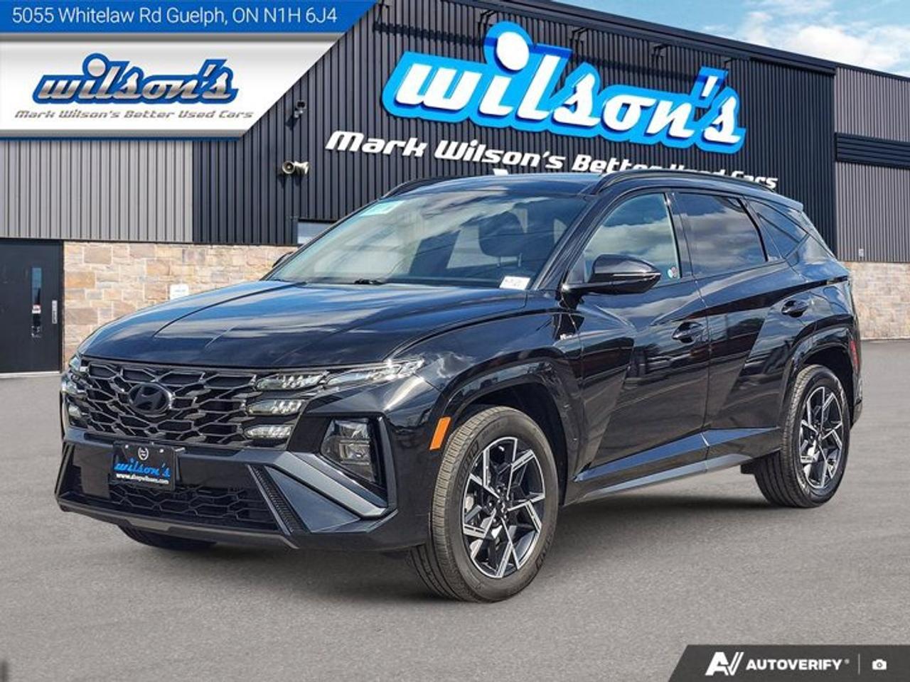 Look at this certified 2025 Hyundai Tucson Hybrid N-Line AWD | Sunroof | Heated Seats + Steering | Remote Start | Hands-Free Liftgate | BSM and More !. Its Automatic transmission and 1.6 L engine will keep you going. This Hyundai Tucson Hybrid has the following options: Sunroof, Remote Start, Heated Steering Wheel, Air Conditioning, Heated Seats, Tilt Steering Wheel, Steering Radio Controls, Power Windows, Power Locks, and Traction Control. Stop by and visit us at Mark Wilsons Better Used Cars, 5055 Whitelaw Road, Guelph, ON N1H 6J4.MASSIVE SELECTION: 500+ vehicles in ONE LOCATION, all Live Market Priced for the best value!STRAIGHTFORWARD & TRANSPARENT PRICING: Our Advertised Price INCLUDES:Safety Certification! (No separate certification fee upcharge).FREE Carfax History Report!NO upcharge for paying cash!CONFIDENCE & PEACE OF MIND: 30-Day/3,000 km Warranty INCLUDED! Plus a 5-Day Exchange Privilege!*EASY FINANCING: Better-than-bank rates, $0 Down, and 3 Months No Payments available OAC. BAD CREDIT APPROVED HERE!WE BUY CARS: Get Top Dollar for your trade, or sell us your vehicle for CASH even if you dont buy ours!www.shopwilsons.comAn Honest, Transparent Buying Experience. Trusted in business since 1961!(Cash Prices Exclude HST and Licensing Fees only.)
