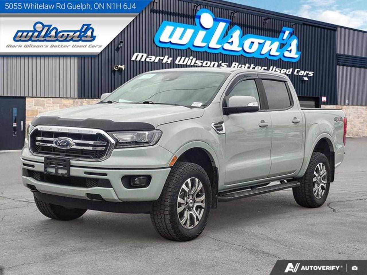 Come see this certified 2021 Ford Ranger LARIAT 4x4 | Leather | Heated Seats | Lane Keep | Blind Spot | and More !. Its Automatic transmission and 2.3 L engine will keep you going. This Ford Ranger features the following options: Leather, Air Conditioning, Heated Seats, Tilt Steering Wheel, Steering Radio Controls, Power Windows, Power Locks, Traction Control, and Power Mirrors. Stop by and visit us at Mark Wilsons Better Used Cars, 5055 Whitelaw Road, Guelph, ON N1H 6J4.MASSIVE SELECTION: 500+ vehicles in ONE LOCATION, all Live Market Priced for the best value!STRAIGHTFORWARD & TRANSPARENT PRICING: Our Advertised Price INCLUDES:Safety Certification! (No separate certification fee upcharge).FREE Carfax History Report!NO upcharge for paying cash!CONFIDENCE & PEACE OF MIND: 30-Day/3,000 km Warranty INCLUDED! Plus a 5-Day Exchange Privilege!*EASY FINANCING: Better-than-bank rates, $0 Down, and 3 Months No Payments available OAC. BAD CREDIT APPROVED HERE!WE BUY CARS: Get Top Dollar for your trade, or sell us your vehicle for CASH even if you dont buy ours!www.shopwilsons.comAn Honest, Transparent Buying Experience. Trusted in business since 1961!(Cash Prices Exclude HST and Licensing Fees only.)