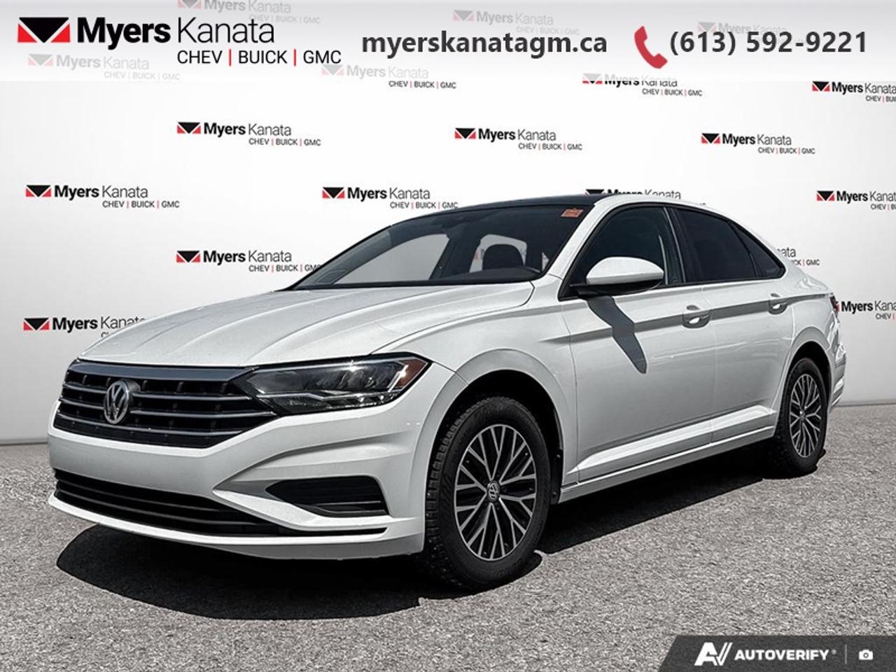 <b>Navigation,  Sunroof,  Blind Spot Detection,  Heated Seats,  Heated Steering Wheel!</b><br> <br> This 2021 Volkswagen Jetta is for sale today in Kanata.<br> <br>Redesigned. Not over designed. Rather than adding needless flash, the Jetta has been redesigned for a tasteful, more premium look and feel. One quick glance is all it takes to appreciate the result. Its sporty. Its sleek. It makes a statement without screaming. The overall effect stands out anywhere. Its roomy and well finished interior provides the best of comforts and will help keep this elegant sedan ageless and beautiful for many years to come.<br> <br>This sedan has 73,146 km. Its White in colour. It has an Automatic transmission and is powered by a 147HP 1.4L 4 Cylinder Engine. <br> <br> Our Jettas trim level is Highline. Upgrade to this Jetta Highline and youll get features like these aluminum wheels, a large Rail2Rail power sunroof, leatherette heated seats and a heated-leather wrapped steering wheel, fully automatic LED headlamps, a larger 8 inch touchscreen infotainment system with satellite navigation, Android Auto and Apple CarPlay, blind spot monitor with rear traffic alert, cruise control, a proximity key with remote keyless entry, a rear view camera and much more. This vehicle has been upgraded with the following features: Navigation, Sunroof, Blind Spot Detection, Heated Seats, Heated Steering Wheel, LED Headlights, Android Auto.<br> <br>To apply right now for financing use this link: <a href=https://www.myerskanatagm.ca/finance/ target=_blank>https://www.myerskanatagm.ca/finance/</a><br> <br/><br>Price is plus HST and licence only.<br> Book a test drive today at myerskanatagm.ca<br>*LIFETIME ENGINE TRANSMISSION WARRANTY NOT AVAILABLE ON VEHICLES WITH KMS EXCEEDING 140,000KM, VEHICLES 8 YEARS & OLDER, OR HIGHLINE BRAND VEHICLE(eg. BMW, INFINITI. CADILLAC, LEXUS...)<br> Come by and check out our fleet of 50+ used cars and trucks and 160+ new cars and trucks for sale in Kanata.  o~o