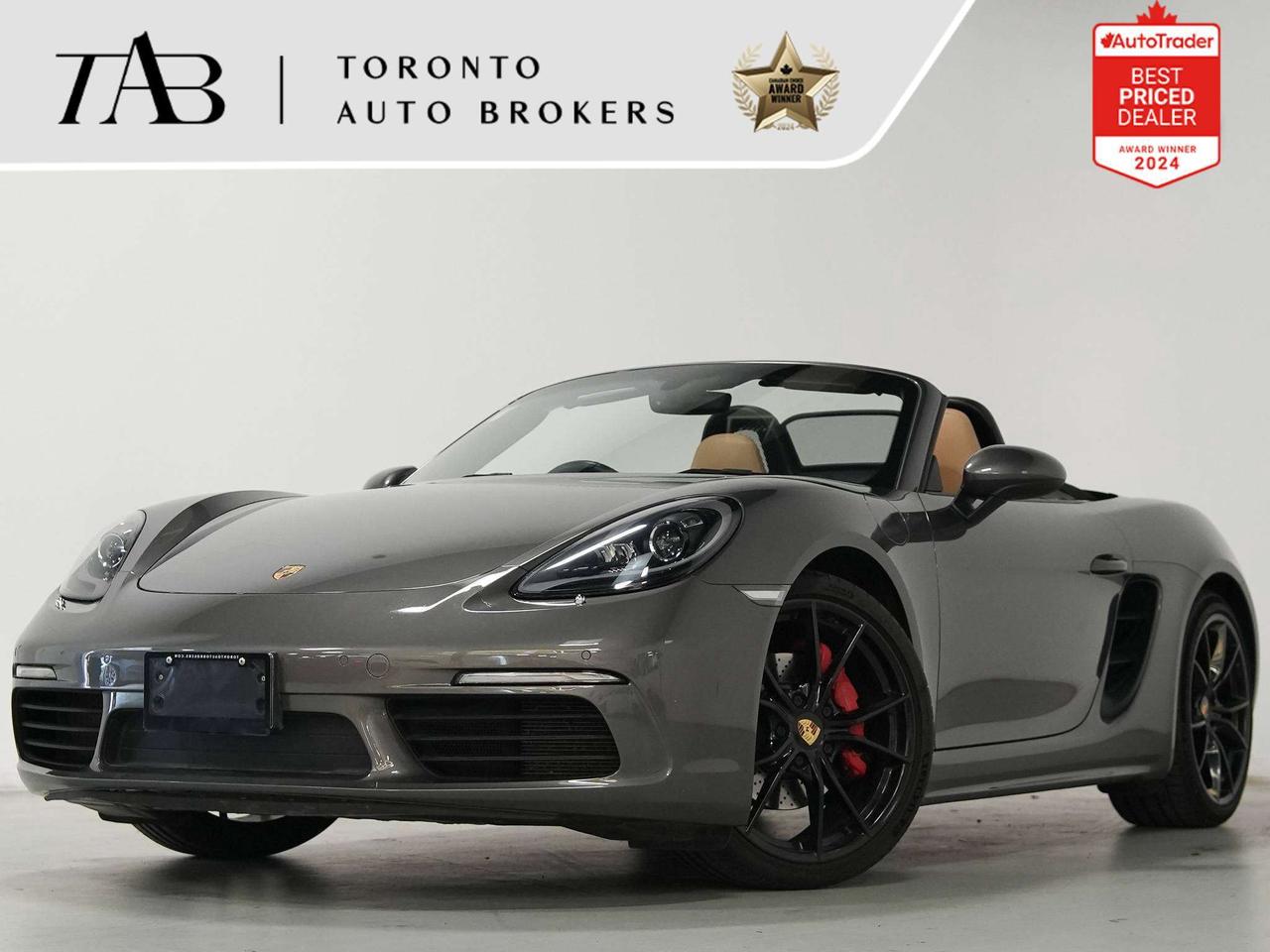 This 2017 Porsche 718 Boxster S is a local Ontario vehicle with a clean Carfax report, this its a true drivers sports car, combining precision engineering, exhilarating performance, and the pure enjoyment of open-top motoring. Equipped with the highly desirable 6-speed manual transmission, this Boxster S delivers an engaging and connected driving experience that enthusiasts crave. 

Key Features:

2.5L Turbocharged Flat-4 Engine
6-Speed Manual Transmission
Rear-Wheel Drive
BOSE&reg; Surround Sound System
Leather and Alcantara Interior
Heated Front Sport Seats
Power Adjustable Front Seats
Navigation System
Dual-Zone Automatic Climate Control

NOW OFFERING 3 MONTH DEFERRED FINANCING PAYMENTS ON APPROVED CREDIT. 

WE OFFER THE BEST FINANCE RATES, AND DONT CHARGE ANY FINANCING FEE

Looking for a top-rated pre-owned luxury car dealership in the GTA? Look no further than Toronto Auto Brokers (TAB)! Were proud to have won multiple awards, including the 2024 AutoTrader Best Priced Dealer, the 2026 Best in Business award, the 2025 CarGurus Award, the 2026 Top Choice Award, the 2026 Dealer Rater Consumer Satisfaction Award, the 2026 Canadian Choice Award, the 2026 Three Best Rated Dealer Award, and many more!

With 30 years of experience serving the Greater Toronto Area, TAB is a respected and trusted name in the pre-owned luxury car industry. Our 30,000 sq.Ft indoor showroom is home to a wide range of luxury vehicles from top brands like BMW, Mercedes-Benz, Audi, Porsche, Land Rover, Jaguar, Aston Martin, Bentley, Maserati, and more. And we dont just serve the GTA, were proud to offer our services to all cities in Canada, including Vancouver, Montreal, Calgary, Edmonton, Winnipeg, Saskatchewan, Halifax, and more.

At TAB, were committed to providing a no-pressure environment and honest work ethics. As a family-owned and operated business, we treat every customer like family and ensure that every interaction is a positive one. Come experience the TAB Lifestyle at its truest form, luxury car buying has never been more enjoyable and exciting!

We offer a variety of services to make your purchase experience as easy and stress-free as possible. From competitive and simple financing and leasing options to extended warranties, aftermarket services, and full history reports on every vehicle, we have everything you need to make an informed decision. We welcome every trade, even if youre just looking to sell your car without buying, and when it comes to financing or leasing, we offer same day approvals, with access to over 50 lenders, including all of the banks in Canada. Feel free to check out your own Equifax credit score without affecting your credit score, simply click on the Equifax tab above and see if you qualify.


Call us today or visit our website to learn more about our inventory and services. And remember, all prices exclude applicable taxes and licensing, and vehicles can be certified at an additional cost of $999.