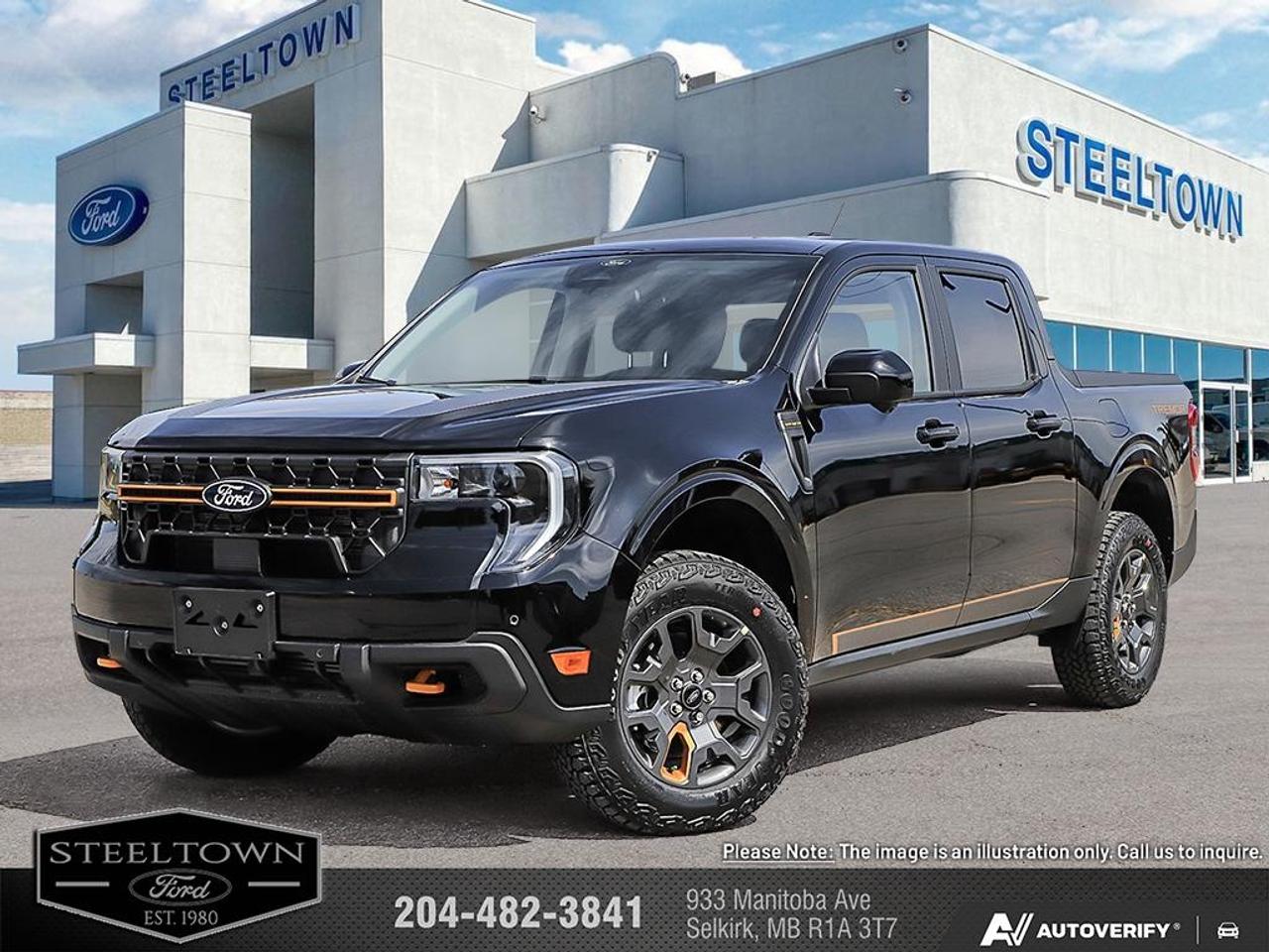 <b>Off-Road Suspension,  B&O Premium Audio,  Navigation,  360 Camera,  Heated Seats!</b><br> <br> We value your TIME, we wont waste it or your gas is on us!   We offer extended test drives and if you cant make it out to us we will come straight to you!<br> <br>The 2026 Ford Maverick features advanced driver-assist systems and intuitive technology to enhance every drive.<br> <br>The 2026 Ford Maverick balances the utility of a pickup with the size and maneuverability tailored for daily use and light-duty tasks. Inside, the cabin features thoughtful materials, simple modern tech and seating designed to support every passenger comfortably. With its versatile footprint, confident styling and Fords reputation for dependability, the Maverick stands out as a smart choice for lifestyle-driven truck buyers.<br> <br>This Shadow Black Crew Cab 4X4 pickup has an Automatic transmission and is powered by a 250HP 2.0L 4 Cylinder Engine. <br> <br> Our Mavericks trim level is Tremor. Built for serious off-road adventures, this rugged pickup brings part- and full-time all-wheel drive, a driver-selectable rear locking differential, and off-road suspension with skid plate protection to handle demanding trails with confidence. A spray-in bed liner, integrated cargo storage, and Class I towing with trailer sway control make hauling gear effortless, while LED headlights and a premium B&O sound system with SYNC 4, wireless smartphone integration, 5G hotspot, and SiriusXM Traffic keep you connected even in remote areas. Off-roaders will appreciate advanced safety tech like blind-spot assist, adaptive cruise with stop-and-go, lane centering and keeping, aerial and multi-view cameras, reverse brake assist, pre-collision assist with AEB, front cross-traffic mitigation, parking sensors, and Safety Canopy airbags for added peace of mind on rugged terrain. This vehicle has been upgraded with the following features: Off-Road Suspension, B&O Premium Audio, Navigation, 360 Camera, Heated Seats, Heated Steering Wheel, Adaptive Cruise Control.<br><br> View the original window sticker for this vehicle with this url <b><a href=http://www.windowsticker.forddirect.com/windowsticker.pdf?vin=3FTTW8NA6TRB22040 target=_blank>http://www.windowsticker.forddirect.com/windowsticker.pdf?vin=3FTTW8NA6TRB22040</a></b>.<br> <br>To apply right now for financing use this link: <a href=http://www.steeltownford.com/?https://CreditOnline.dealertrack.ca/Web/Default.aspx?Token=bf62ebad-31a4-49e3-93be-9b163c26b54c&La target=_blank>http://www.steeltownford.com/?https://CreditOnline.dealertrack.ca/Web/Default.aspx?Token=bf62ebad-31a4-49e3-93be-9b163c26b54c&La</a><br> <br/>4.99% financing for 84 months. Incentives expire 2026-07-31. See dealer for details. <br><br>Family owned and operated in Selkirk for 35 Years.  <br>Steeltown Ford is located just 20 minutes North of the Perimeter Hwy, with an onsite banking center that offers free consultations. <br>Ask about our special dealer rates available through all major banks and credit unions.<br>Dealer retains all rebates, plus taxes, govt fees and Steeltown Protect Plus.<br>Steeltown Ford Protect Plus includes:<br>- Life Time Tire Warranty <br>Dealer Permit # 1039<br><br><br> Come by and check out our fleet of 90+ used cars and trucks and 200+ new cars and trucks for sale in Selkirk.  o~o