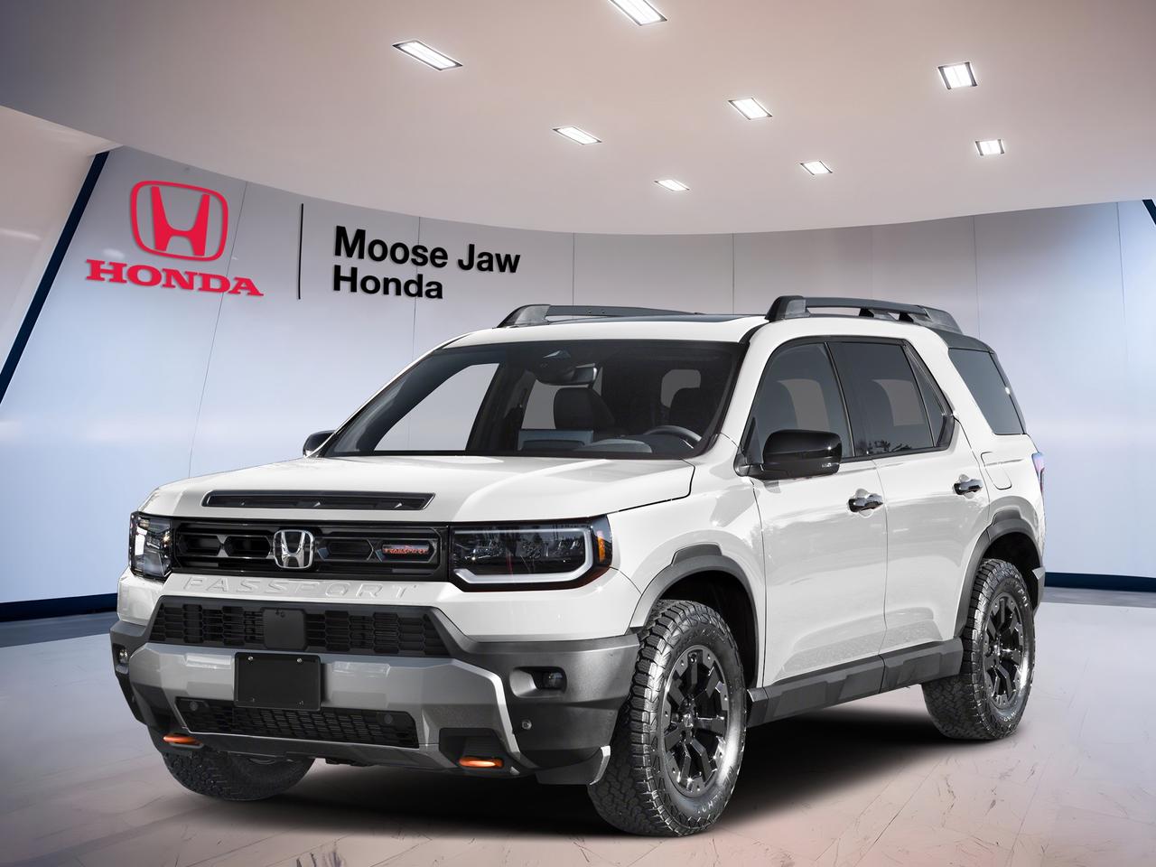 Meet the brand new 2026 Honda Passport Trailsport Touring at Moose Jaw Honda in Moose Jaw. Finished in White with a Black interior, this SUV blends strong V6 power, all-wheel drive confidence, and upscale comfort for daily driving and weekend escapes. It is built for drivers who want space, capability, and a refined road feel.

The 2026 Honda Passport Trailsport Touring brings a bold, adventure-ready character with proven Honda engineering. Its 3.5-litre 24-valve DOHC V6 with dual variable timing control works with a 10-speed automatic transmission for smooth response and confident passing power. With all-wheel drive, it is well suited to changing Prairie weather.

FEATURES OF THE Passport Trailsport Touring

»» Rugged SUV design with premium details
»» Strong V6 power for confident travel
»» All-wheel drive for year-round traction
»» Spacious cabin for family adventures

ADVANCED SAFETY FEATURES

»» Honda safety engineering supports confident daily driving
»» Traction control helps manage slippery roads
»» All-wheel drive adds stability in weather
»» Advanced body structure helps protect occupants

PERFORMANCE AND EFFICIENCY

»» 3.5-litre V6 delivers smooth, strong power
»» 10-speed automatic supports refined highway cruising
»» Dual variable timing control improves response
»» All-wheel drive boosts grip year-round

COMFORT AND CONVENIENCE

»» Spacious cabin supports long trip comfort
»» Four-door SUV layout improves daily access
»» Black interior offers a clean look
»» Automatic transmission reduces driver effort

TECHNOLOGY AND CONNECTIVITY

»» Clear driver controls support easy operation
»» Modern transmission interface feels smooth and intuitive
»» Smart vehicle design supports daily usability
»» Cabin layout keeps key functions handy

CARGO SPACE

»» Wide cargo area supports active lifestyles
»» SUV shape helps load larger items
»» Flexible rear space suits daily errands
»» Roomy interior handles travel gear easily

WHAT OTHER OWNERS LIKE

»» Strong V6 acceleration for highway merging
»» Confident all-wheel drive in poor weather
»» Spacious cabin for passengers and cargo
»» Comfortable ride for long road trips

The 2026 Honda Passport Trailsport Touring is a smart choice for drivers who need real versatility without giving up comfort or power. It offers the elevated driving position SUV shoppers want, along with the smooth performance expected from a refined Honda product. The White exterior gives it a crisp, clean look that stands out in every season.

At Moose Jaw Honda, this new 2026 Honda Passport Trailsport Touring is ready for work, travel, and family life. Its capable powertrain, practical space, and confident all-wheel drive make it easy to enjoy every kilometre. If you want a new SUV that feels ready for Saskatchewan roads and beyond, this Passport deserves a close look.

This 2026 Honda Passport Trailsport Tourings VIN is: 5FNYF9H81TB507267 .<p>Meet the brand new 2026 Honda Passport Trailsport Touring at Moose Jaw Honda in Moose Jaw. Finished in White with a Black interior</p>
<p> adventure-ready character with proven Honda engineering. Its 3.5-litre 24-valve DOHC V6 with dual variable timing control works with a 10-speed automatic transmission for smooth response and confident passing power. With all-wheel drive</p>
<p> it is well suited to changing Prairie weather.

FEATURES OF THE Passport Trailsport Touring

»» Rugged SUV design with premium details
»» Strong V6 power for confident travel
»» All-wheel drive for year-round traction
»» Spacious cabin for family adventures

ADVANCED SAFETY FEATURES

»» Honda safety engineering supports confident daily driving
»» Traction control helps manage slippery roads
»» All-wheel drive adds stability in weather
»» Advanced body structure helps protect occupants

PERFORMANCE AND EFFICIENCY

»» 3.5-litre V6 delivers smooth</p>
<p> strong power
»» 10-speed automatic supports refined highway cruising
»» Dual variable timing control improves response
»» All-wheel drive boosts grip year-round

COMFORT AND CONVENIENCE

»» Spacious cabin supports long trip comfort
»» Four-door SUV layout improves daily access
»» Black interior offers a clean look
»» Automatic transmission reduces driver effort

TECHNOLOGY AND CONNECTIVITY

»» Clear driver controls support easy operation
»» Modern transmission interface feels smooth and intuitive
»» Smart vehicle design supports daily usability
»» Cabin layout keeps key functions handy

CARGO SPACE

»» Wide cargo area supports active lifestyles
»» SUV shape helps load larger items
»» Flexible rear space suits daily errands
»» Roomy interior handles travel gear easily

WHAT OTHER OWNERS LIKE

»» Strong V6 acceleration for highway merging
»» Confident all-wheel drive in poor weather
»» Spacious cabin for passengers and cargo
»» Comfortable ride for long road trips

The 2026 Honda Passport Trailsport Touring is a smart choice for drivers who need real versatility without giving up comfort or power. It offers the elevated driving position SUV shoppers want</p>
<p> along with the smooth performance expected from a refined Honda product. The White exterior gives it a crisp</p>
<p> and confident all-wheel drive make it easy to enjoy every kilometre. If you want a new SUV that feels ready for Saskatchewan roads and beyond</p>
<p> this Passport deserves a close look.

This 2026 Honda Passport Trailsport Tourings VIN is: 5FNYF9H81TB507267 .</p>