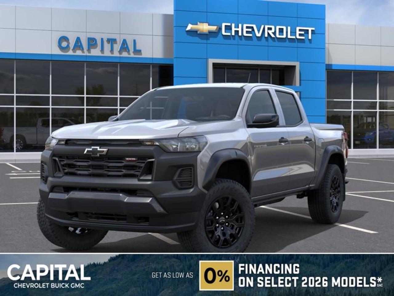 This Chevrolet Colorado boasts a Turbocharged Gas I4 2.7L/ engine powering this Automatic transmission. ENGINE, TURBOMAX (310 hp [231 kW] @ 5600 rpm, 430 lb-ft of torque [583 Nm] @ 3000 rpm) (STD), Wireless phone projection, for Apple CarPlay and Android Auto, Windshield, solar absorbing.* This Chevrolet Colorado Features the Following Options *Windows, power with driver express up/down, Windows, power rear, express down, Window, rear-sliding, manual, Window, power front, passenger express down, Wi-Fi Hotspot capable (Terms and limitations apply. See onstar.ca or dealer for details.), Wheels, 18 X 8.5 (45.7 cm x 21.6 cm), High Gloss Black aluminum, Wheel, spare, 17 x 8 (43.2 cm x 20.3 cm) steel, Wheel flares, Visors, driver and front passenger vanity mirrors, Vehicle health management, provides advanced warning of vehicle issues.* Stop By Today *For a must-own Chevrolet Colorado come see us at Capital Chevrolet Buick GMC Inc., 13103 Lake Fraser Drive SE, Calgary, AB T2J 3H5. Just minutes away!