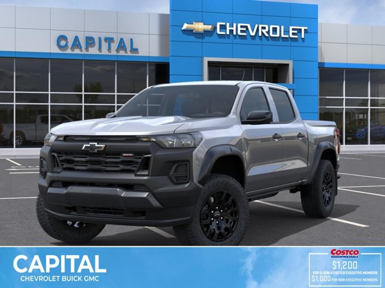 This Chevrolet Colorado boasts a Turbocharged Gas I4 2.7L/ engine powering this Automatic transmission. ENGINE, TURBOMAX (310 hp [231 kW] @ 5600 rpm, 430 lb-ft of torque [583 Nm] @ 3000 rpm) (STD), Wireless phone projection, for Apple CarPlay and Android Auto, Windshield, solar absorbing.* This Chevrolet Colorado Features the Following Options *Windows, power with driver express up/down, Windows, power rear, express down, Window, rear-sliding, manual, Window, power front, passenger express down, Wi-Fi Hotspot capable (Terms and limitations apply. See onstar.ca or dealer for details.), Wheels, 18 X 8.5 (45.7 cm x 21.6 cm), High Gloss Black aluminum, Wheel, spare, 17 x 8 (43.2 cm x 20.3 cm) steel, Wheel flares, Visors, driver and front passenger vanity mirrors, Vehicle health management, provides advanced warning of vehicle issues.* Stop By Today *For a must-own Chevrolet Colorado come see us at Capital Chevrolet Buick GMC Inc., 13103 Lake Fraser Drive SE, Calgary, AB T2J 3H5. Just minutes away!