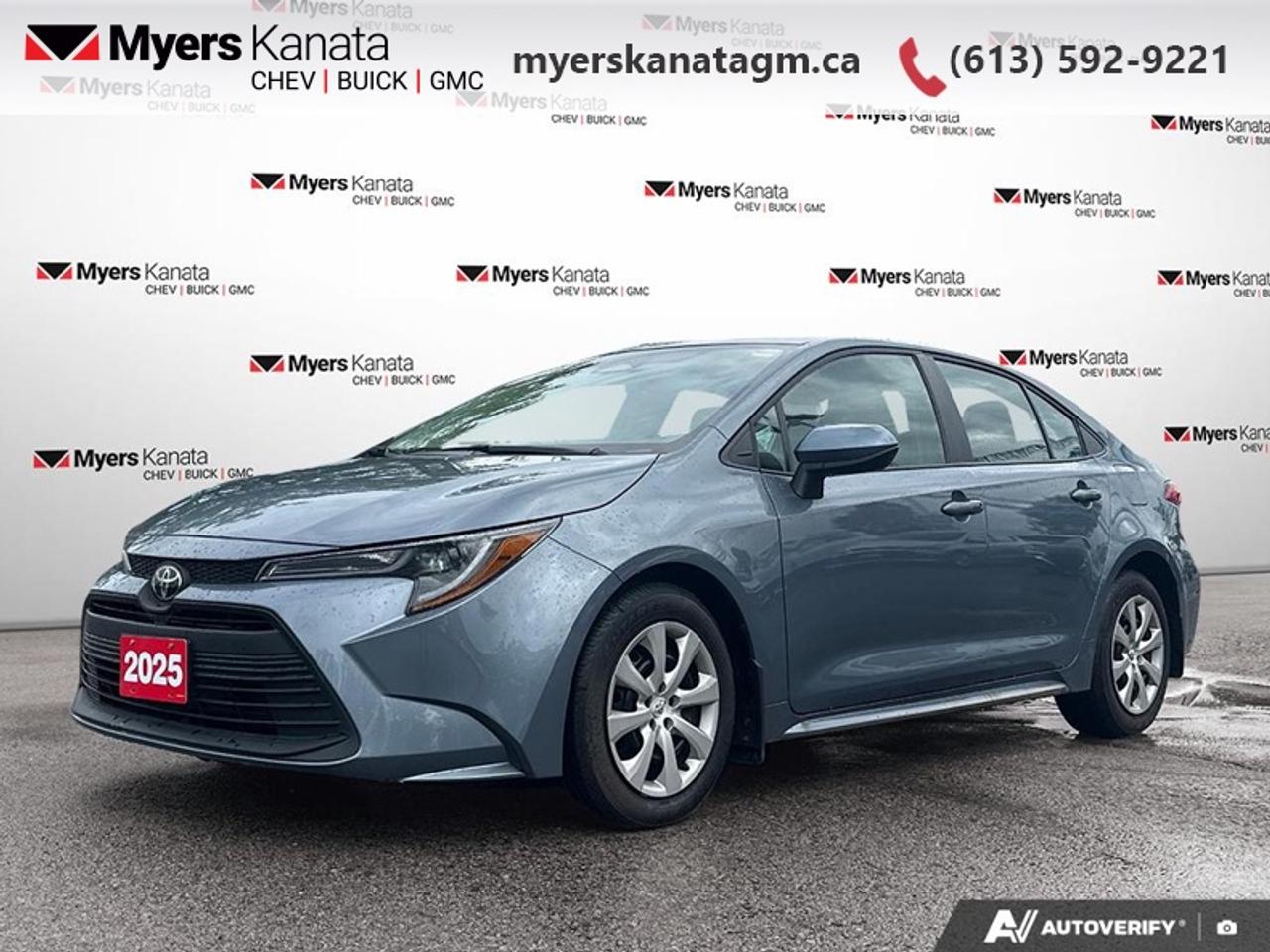 <b>Heated Seats,  Apple CarPlay,  Android Auto,  Adaptive Cruise Control,  Lane Keep Assist!</b><br> <br> This 2025 Toyota Corolla is for sale today in Kanata.<br> <br>With a distinctive design, robust engineering and all-round practicality, this 2025 Corolla is a popular choice for shoppers who prioritize safety and style. A well-built interior with amazing standard technology ensures that this sedan withstands the day-to-day activities of an urban commute. A roomy cabin with comfortable ride quality ensures that occupants enjoy a smooth journey, both in the city and the highway.<br> <br>This sedan has 30,509 km. Its Gray in colour. It has an Automatic transmission and is powered by a 169HP 2.0L 4 Cylinder Engine. <br> <br> Our Corollas trim level is LE. This Corolla LE ups the ante with heated front seats and automatic air conditioning for even more comfort, wireless Apple CarPlay and Android Auto, adaptive cruise control, remote keyless entry, LED headlights with automatic high beams, power heated side mirrors, and SiriusXM streaming radio with a 6-speaker audio setup. Safety features include a blind spot monitoring, pre-collision system with intersection support and rear collision warning, lane keeping assist with lane departure warning, forward collision alert, evasive steering assist, driver monitoring alert, and a rearview camera. This vehicle has been upgraded with the following features: Heated Seats, Apple CarPlay, Android Auto, Adaptive Cruise Control, Lane Keep Assist, Lane Departure Warning, Forward Collision Alert.<br> <br>To apply right now for financing use this link: <a href=https://www.myerskanatagm.ca/finance/ target=_blank>https://www.myerskanatagm.ca/finance/</a><br> <br/><br>Price is plus HST and licence only.<br> Book a test drive today at myerskanatagm.ca<br>*LIFETIME ENGINE TRANSMISSION WARRANTY NOT AVAILABLE ON VEHICLES WITH KMS EXCEEDING 140,000KM, VEHICLES 8 YEARS & OLDER, OR HIGHLINE BRAND VEHICLE(eg. BMW, INFINITI. CADILLAC, LEXUS...)<br> Come by and check out our fleet of 50+ used cars and trucks and 160+ new cars and trucks for sale in Kanata.  o~o
