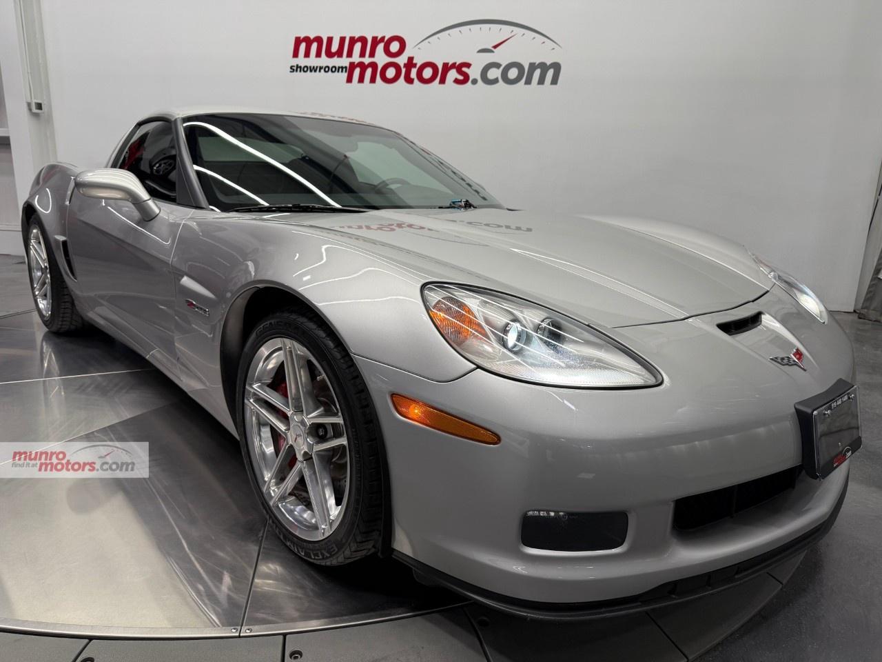 Vehicle Highlights include: 1SB Trim, Polished Aluminum Wheels, Red Brake Calipers, HUD Heads-Up Display, MEM Driver Memory, BOSE Sound System, Pioneer Head Unit, Bluetooth, Navigation, Rear Camera, Two-Tone Seats (Titanium/Ebony), Z06 Embroidered Headrests, Heated Seats, Cargo Net, Luggage Shade, & Corvette Rubber Floor Mats. <br /><br /> The 2007 Chevrolet Corvette Z06 1SB is the ultimate expression of American performance, combining track-inspired engineering with everyday drivability. Developed using technology derived from Chevrolet's championship-winning racing program, the C6 Z06 delivers breathtaking performance, lightweight construction, and world-class handling, making it one of the most respected high-performance sports cars of its era. <br /><br /> At its heart is the legendary 7.0L LS7 V8, the largest naturally aspirated small-block V8 ever installed in a production Corvette. Producing an incredible 505 horsepower and 470 lb-ft of torque, the hand-built LS7 features a lightweight titanium connecting rod assembly, forged internals, CNC-ported cylinder heads, and a dry-sump lubrication system inspired by endurance racing. Paired exclusively with a precise 6-speed manual transmission, the Z06 delivers explosive acceleration, razor-sharp throttle response, and an unforgettable exhaust note that defines American performance. <br /><br /> Built for serious driving enthusiasts, the Z06 features an aluminum chassis, magnesium engine cradle, carbon-fiber front fenders, and a fixed roof structure that enhances chassis rigidity while reducing weight. Massive brakes, performance-tuned suspension, and wide wheels wrapped in aggressive performance tires provide exceptional grip and confidence, allowing the Z06 to excel on winding roads, road courses, and long highway drives alike. <br /><br /> The stunning Machine Silver Metallic finish perfectly complements the Z06's purposeful wide-body design. The metallic paint highlights every sculpted line, functional vent, and aggressive flare, while reflecting light with exceptional depth and brilliance. Whether parked at a car show or carving through mountain roads, Machine Silver offers a timeless, sophisticated appearance that emphasizes the Corvette's race-inspired engineering without being overly flashy. <br /><br /> Inside, the Two-Tone Titanium and Ebony leather interior creates a premium atmosphere that balances luxury with performance. The contrasting color scheme enhances the driver-focused cockpit while offering a modern, upscale appearance. Supportive leather sport seats, a leather-wrapped steering wheel, and premium materials throughout make every drive comfortable, whether you're on a weekend road trip or enjoying a spirited back-road drive. <br /><br /> The 1SB Equipment Group adds premium comfort and convenience features without compromising the car's performance-focused character. Amenities include leather-appointed sport seats, dual-zone automatic climate control, a Head-Up Display (HUD), keyless access with push-button start, power driver's seat, premium Bose audio system, steering wheel audio controls, cruise control, and auto-dimming mirrors. The result is a cockpit that is equally comfortable on cross-country road trips as it is during spirited weekend drives. <br /><br /> The aggressive exterior design reflects the Z06's extraordinary capability. A wider body, functional front air intake, front brake cooling ducts, lightweight wheels, rear spoiler, and distinctive fender vents all contribute to improved aerodynamics and cooling while giving the Z06 an unmistakable road presence. Every design element serves a purpose, reinforcing its race-inspired engineering. <br /><br /> Inside, the driver-focused cabin places every control within easy reach, featuring supportive sport seats, clear instrumentation, and premium materials throughout. The spacious rear cargo area offers surprising practicality, making the Z06 one of the few supercars capable of handling both everyday errands and weekend adventures with ease. <br /><br /> The 2007 Corvette Z06 is widely regarded as one of the greatest performance bargains ever produced, offering supercar-level acceleration, world-class handling, and exceptional reliability in a package that continues to earn praise from enthusiasts and collectors alike. Its naturally aspirated LS7 engine has become an icon, celebrated for its thrilling power delivery and unmistakable character. <br /><br /> Whether destined for the open highway, a weekend cruise, or the race track, this 2007 Chevrolet Corvette Z06 1SB delivers an unforgettable driving experience. With its hand-built 505-horsepower LS7 V8, 6-speed manual transmission, lightweight construction, and premium equipment, it stands as one of the finest performance Corvettes ever built and a true modern American legend. <br /><br /> This Z06 has a clean Carfax. Come on down to Munro Motors & see this one for yourself, it is in stock. We will look forward to seeing you real soon!<br /><br /> <p>Carfax: <a target=_blank rel=noopener noreferrer nofollow href=https://vhr.carfax.ca/en/?id=t4ZZ3NHv1ye%2Bp7K0StuI4C0NhOYQWo5b>https://vhr.carfax.ca/en/?id=t4ZZ3NHv1ye%2Bp7K0StuI4C0NhOYQWo5b</a></p><p></p><p>Check us out on youtube: click here</p><p>Like us on Facebook: <a target=_blank rel=noopener noreferrer nofollow href=https://www.facebook.com/munromotors/>https://www.facebook.com/munromotors/</a></p><p>We are located in Brantford, Ontario; Telephone City and the hometown of hockey legend Wayne Gretzky. Formerly located in St. George, Ontario for ten years, we are still east of London, south of Cambridge, and west of Hamilton. In order to get our customers to come here, we have to have great prices and then when you get here, we have to have a great car in order to earn your business.</p><p>Our business hours are Monday to Friday 10am to 5pm. We are closed on Saturdays and Sundays.</p><p>At Munro Motors, we find unique vehicles and post our entire stock online in order to ensure that our vehicles find their happy home.</p><p>To ensure our customers can get what they've always wanted, we offer financing services through TD Auto Finance, Desjardins, CIBC Auto Finance and Independent Leasing Companies on vehicles that are less than ten model years old and boats that are less than twenty-five model years old.</p><p>We also offer warranty products through Lubrico and GVC warranties to ensure that your mechanical baby stays in tip-top condition.</p><p>All of our vehicles are hand-picked by the very knowledgeable owner, Andy Munro, who has been connecting people to their dreams for many years.</p><p><a target=_blank rel=noopener noreferrer nofollow href=http://Munromotors.com>Munromotors.com</a></p><p>Email: <a target=_blank rel=noopener noreferrer nofollow><u>sales@munromotors.com</u></a></p><p>Most of our vehicles are already reconditioned, saftied, etested and ready to drive home with you.</p><p>Delivery is available. Ask for details</p><p>All prices are subject to HST and licensing, no hidden fees.</p>