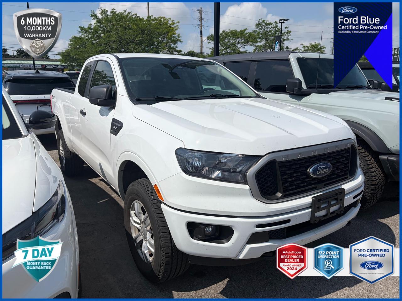 Recent Arrival!<br><br><br>4WD, 110V AC Power Outlet, Auto-Dimming Rear-View Mirror, Class IV Trailer Hitch Receiver, Equipment Group 301A Mid, Leather-Wrapped Shifter, Leather-Wrapped Steering Wheel, Rear Parking Sensors, Trailer Tow Package.<br><br>Oxford White<br>2023 Ford Ranger XLT Trailer Tow Pkg | No Accidents | 1 Owner Super Cab<br>EcoBoost 2.3L I4 GTDi DOHC Turbocharged VCT 10-Speed Automatic<br>4WD<br><br>Certification Program Details: FORD BLUE CERTIFIED PRE-OWNED Special Financing Available: Take advantage of exclusive low finance rates OAC*, significantly lower than standard pre-owned rates! Backed by the stringent Ford Blue Advantage standards, which include a thorough inspection and reconditioning process by factory-trained technicians. Plus, this vehicle includes our exclusive AutoIQ Platinum Standard Ford Blue Certified Benefits include: - 172-Point inspection by Ford factory-trained technicians - 6-month / 10,000-kilometre* Extended Service Plan ** - 10,000 Ford Rewards Points (Can be used toward scheduled maintenance visits or other rewards**) - 24-hour Roadside Assistance - Complimentary CARFAX Vehicle History Report - Complimentary full tank of fuel AutoIQ Platinum Standard: - 36-point Provincial Safety Inspection - Warranty: 90-days or 5,000 KM on inspected mechanical items, factory extended options eligible for warranty up to 200,000 KM - 3X Provincial safety standard for tire tread depth - 3X Provincial safety standard for brake pad thickness - 7 Day Money Back Guarantee*** - Market Value Report provided - Guaranteed 2 keys/key fobs and door code (if equipped) - Equipped vehicles include a complimentary 3 month Sirius satellite radio subscription! - Complimentary full interior detailing and carpet shampoo - Paintless dent repair and/or touch-ups for applicable body panels - Vehicle scanned for open recall notifications from manufacturer<p> </p>

<h4>FORD BLUE CERTIFIED PRE-OWNED</h4>

<p><strong>Special Financing Available:</strong> Take advantage of exclusive low finance rates OAC*, significantly lower than standard pre-owned rates!</p>

<p>Backed by the stringent Ford Blue Advantage standards, which include a thorough inspection and reconditioning process by factory-trained technicians. Plus, this vehicle includes our exclusive <strong>AutoIQ Platinum Standard</strong></p>

<p>
<strong>Ford Blue Certified Benefits include:</strong><br>
- 172-Point inspection by Ford factory-trained technicians<br>
- 6-month / 10,000-kilometre* Extended Service Plan **<br>
- 10,000 Ford Rewards Points (Can be used toward scheduled maintenance visits or other rewards**)<br>
- 24-hour Roadside Assistance<br>
- Complimentary CARFAX Vehicle History Report<br>
- Complimentary full tank of fuel
</p>

<p>
<strong>AutoIQ Platinum Standard:</strong><br>
- 36-point Provincial Safety Inspection<br>
- Warranty: 90-days or 5,000 KM on inspected mechanical items, factory extended options eligible for warranty up to 200,000 KM<br>
- 3X Provincial safety standard for tire tread depth<br>
- 3X Provincial safety standard for brake pad thickness<br>
- 7 Day Money Back Guarantee***<br>
- Market Value Report provided<br>
- Guaranteed 2 keys/key fobs and door code (if equipped)<br>
- Equipped vehicles include a complimentary 3 month Sirius satellite radio subscription!<br>
- Complimentary full interior detailing and carpet shampoo<br>
- Paintless dent repair and/or touch-ups for applicable body panels<br>
- Vehicle scanned for open recall notifications from manufacturer
</p>

<p>SPECIAL NOTE: This vehicle is reserved for AutoIQs retail customers only. Please, no dealer calls. Errors & omissions excepted.</p>

<p>
As-traded, specialty or high-performance vehicles are excluded from the 7-Day Money Back Guarantee Program (including, but not limited to Ford Shelby, Ford Mustang GT, Ford Raptor, Chevrolet Corvette, Camaro 2SS, Camaro ZL1, V-Series Cadillac, Dodge/Jeep SRT, Hyundai N Line, all electric models)
</p>