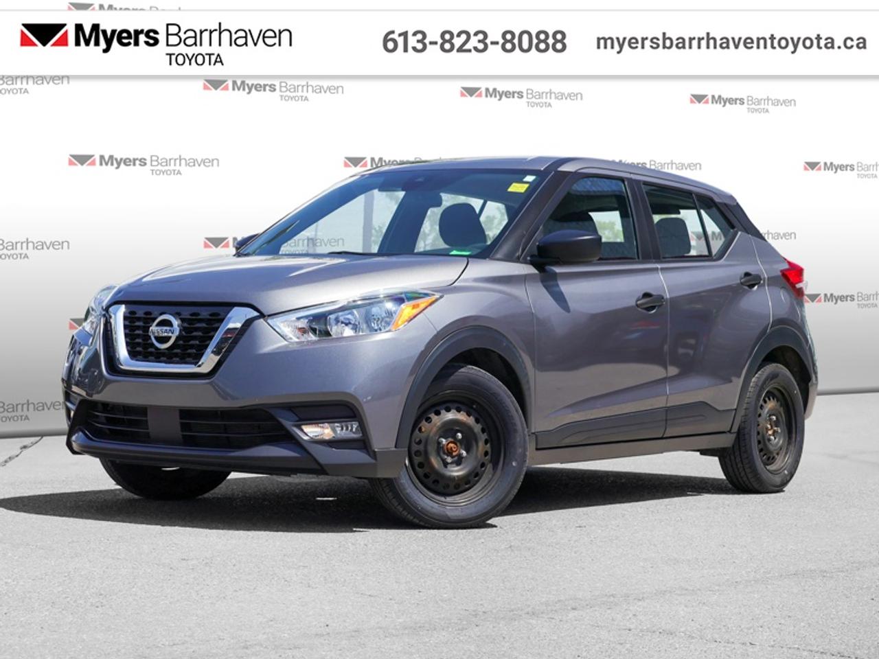 <b>Low Mileage, Blind Spot Monitor,  Lane Departure Warning,  Touch Screen,  Fog Lights,  Remote Keyless Entry!</b><br> <br>  Compare at $17158 - Our Live Market Price is just $16498! <br> <br>This 2020 Nissan Kicks is impressive in all aspects, offering ample room, impressive utility, and attractive styling. This 2020 Nissan Kicks is for sale today in Ottawa.<br> <br>One of the best compact crossovers on the market, the 2020 Nissan Kicks manages to stand out for its style, comfort, and size. In a world of monotonous compact crossovers, the Kicks has a lot of unique styling and technology that make it an extremely compelling option. Whether this Nissan Kicks is just getting groceries or hauling you and your gear for a weekend getaway, this Kicks can do it all in style and comfort.<br> <br>This low mileage SUV has just 38,458 km. Its Gun Metal Metallic in colour and is completely accident free based on the <a href=https://vhr.carfax.ca/?id=244kzNzDAOvjVQsQI/Z59wDbTSC6HK/A target=_blank>CARFAX Report</a>. It has an Automatic transmission and is powered by a 122HP 1.6L 4 Cylinder Engine. It may have some remaining factory warranty, please check with dealer for details. <br> <br> Our Kickss trim level is S. This Kicks S is packed with unbelievable value. Fog lights, power side mirrors, rear view camera, blind spot and lane departure warning, impressive array of air bags, and intelligent automatic emergency braking make sure you stay safe on the road while remote keyless entry, steering wheel mounted cruise and audio control, 7 inch touchscreen, Bluetooth, and USB and aux jacks keep you connected and in the know. All this inside a lovely Nissan Kicks package makes this a great deal. This vehicle has been upgraded with the following features: Blind Spot Monitor, Lane Departure Warning, Touch Screen, Fog Lights, Remote Keyless Entry, Steering Wheel Audio Control, Active Emergency Braking.<br> <br>To apply right now for financing use this link: <a href=https://www.myersbarrhaventoyota.ca/quick-approval/ target=_blank>https://www.myersbarrhaventoyota.ca/quick-approval/</a><br> <br/>Buy this vehicle now for the lowest bi-weekly payment of <b>$161.47</b> with $0 down for 60 months @ 9.99% APR O.A.C. ( Plus applicable taxes - Plus applicable fees ). See dealer for details. <br><br>At Myers Barrhaven Toyota we pride ourselves in offering highly desirable pre-owned vehicles. We truly hand pick all our vehicles to offer only the best vehicles to our customers. No two used cars are alike, this is why we have our trained Toyota technicians highly scrutinize all our trade ins and purchases to ensure we can put the Myers seal of approval. Every year we evaluate 1000s of vehicles and only 10-15% meet the Myers Barrhaven Toyota standards. At the end of the day we have mutual interest in selling only the best as we back all our pre-owned vehicles with the Myers *LIFETIME ENGINE TRANSMISSION warranty. Thats right *LIFETIME ENGINE TRANSMISSION warranty, were in this together! If we dont have what youre looking for not to worry, our experienced buyer can help you find the car of your dreams! Ever heard of getting top dollar for your trade but not really sure if you were? Here we leave nothing to chance, every trade-in we appraise goes up onto a live online auction and we get buyers coast to coast and in the USA trying to bid for your trade. This means we simultaneously expose your car to 1000s of buyers to get you top trade in value. <br>We service all makes and models in our new state of the art facility where you can enjoy the convenience of our on-site restaurant, shuttle van, free Wi-Fi, Enterprise Rent-A-Car, on-site tire storage, and complimentary drinks. Come see why many Toyota owners are making the switch to Myers Barrhaven Toyota. <br>*LIFETIME ENGINE TRANSMISSION WARRANTY NOT AVAILABLE FOR VEHICLES WITH KMS EXCEEDING 140,000KM, VEHICLES 8 YEARS & OLDER, HIGHLINE BRAND VEHICLES (e.g., BMW, INFINITI, CADILLAC, LEXUS), AND QUEBEC RESIDENTS.<br> Come by and check out our fleet of 90+ used cars and trucks and 20+ new cars and trucks for sale in Ottawa.  o~o