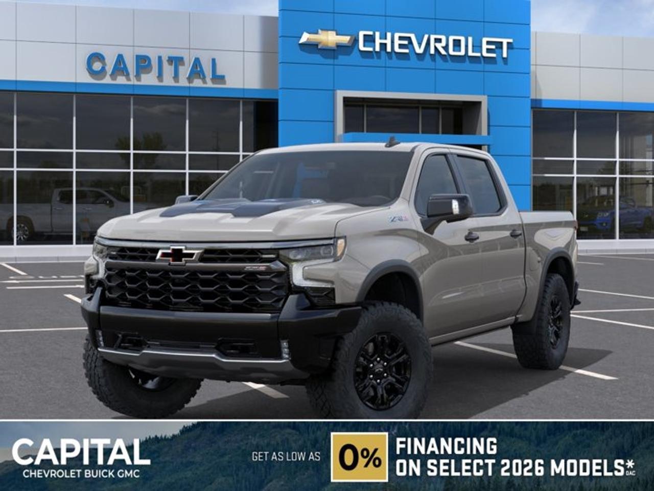 This Chevrolet Silverado 1500 delivers a Gas V8 6.2L/376 engine powering this Automatic transmission. ENGINE, 6.2L ECOTEC3 V8 (420 hp [313 kW] @ 5600 rpm, 460 lb-ft of torque [624 Nm] @ 4100 rpm); featuring Dynamic Fuel Management that enables the engine to operate in 17 different patterns between 2 and 8 cylinders, depending on demand, to optimize power delivery and efficiency, ZR2 Suspension Package High-Performance lifted suspension with Multimatic DSSV dampers, Wireless phone projection for Apple CarPlay and Android Auto.*This Chevrolet Silverado 1500 Comes Equipped with These Options *Wipers, front rain-sensing, Windows, power rear, express down, Window, power, rear sliding with rear defogger, Window, power front, passenger express up/down, Window, power front, drivers express up/down, Wi-Fi Hotspot capable (Terms and limitations apply. See onstar.ca or dealer for details.), Wheels, 18 x 8.5 (45.7 cm x 21.6 cm) aluminum machined face with Black Painted spokes and Oxide Gold painted outer ring accents, Wheelhouse liners, rear, Wheel, 18 aluminum spare, USB ports, rear, dual, charge-only.* Stop By Today *Test drive this must-see, must-drive, must-own beauty today at Capital Chevrolet Buick GMC Inc., 13103 Lake Fraser Drive SE, Calgary, AB T2J 3H5.