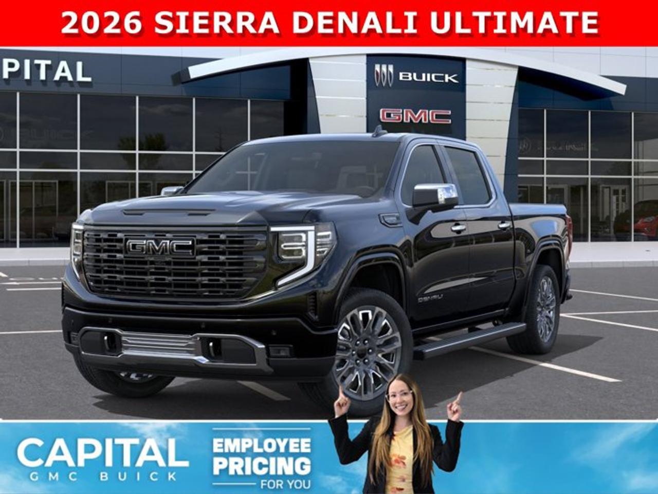 CHECK OUT THIS 2026 Limited Production DENALI ULTIMATE Sierra 1500 with the 6.2L Engine. Equipped with 16-way power front seats including MASSAGE feature, Handsfree Super Cruise, Bose Premium Stereo, the EXCLUSIVE Luxury Alpine Umber Interior, 22 Aluminum, Midnight with Chrome Inserts wheels, Body Color Arch Moldings, power-retractable assist steps with perimeter lighting, Power sunroof, Advanced Technology package, adaptive cruise, Floor Liners, rear camera mirror, heads-up display, VADER CHROME and much much more!Ask for the Internet Department for more information or book your test drive today!AMVIC Licensed Dealer - Licence Number B1044900