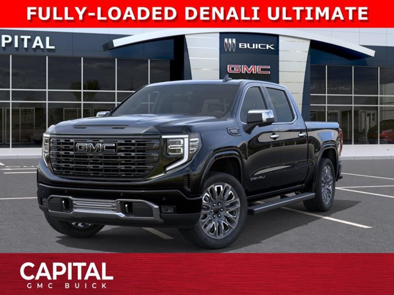 CHECK OUT THIS 2026 Limited Production DENALI ULTIMATE Sierra 1500 with the 6.2L Engine. Equipped with 16-way power front seats including MASSAGE feature, Handsfree Super Cruise, Bose Premium Stereo, the EXCLUSIVE Luxury Alpine Umber Interior, 22 Aluminum, Midnight with Chrome Inserts wheels, Body Color Arch Moldings, power-retractable assist steps with perimeter lighting, Power sunroof, Advanced Technology package, adaptive cruise, Floor Liners, rear camera mirror, heads-up display, VADER CHROME and much much more!Ask for the Internet Department for more information or book your test drive today!AMVIC Licensed Dealer - Licence Number B1044900