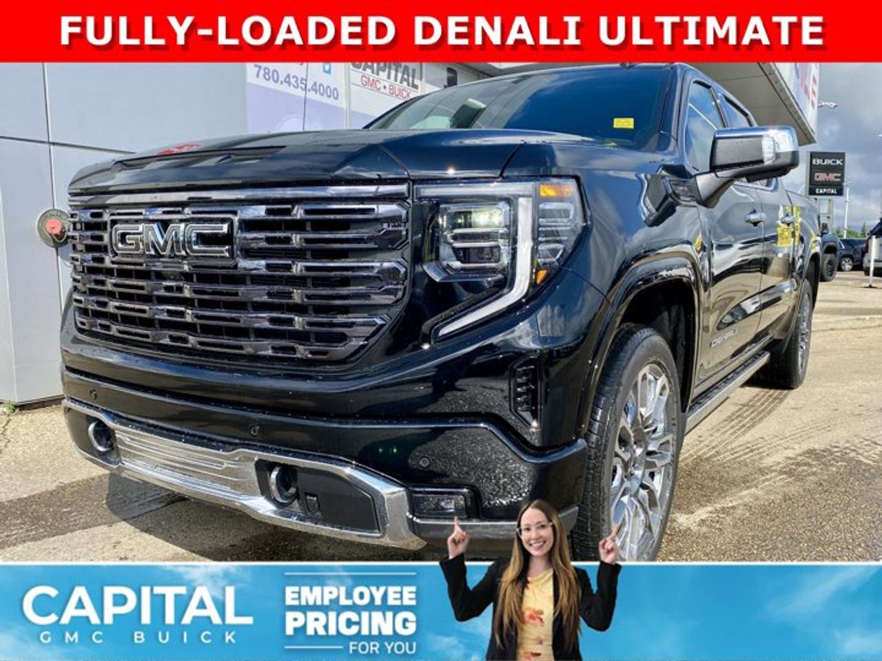 CHECK OUT THIS 2026 Limited Production DENALI ULTIMATE Sierra 1500 with the 6.2L Engine. Equipped with 16-way power front seats including MASSAGE feature, Handsfree Super Cruise, Bose Premium Stereo, the EXCLUSIVE Luxury Alpine Umber Interior, 22 Aluminum, Midnight with Chrome Inserts wheels, Body Color Arch Moldings, power-retractable assist steps with perimeter lighting, Power sunroof, Advanced Technology package, adaptive cruise, Floor Liners, rear camera mirror, heads-up display, VADER CHROME and much much more!Ask for the Internet Department for more information or book your test drive today!AMVIC Licensed Dealer - Licence Number B1044900