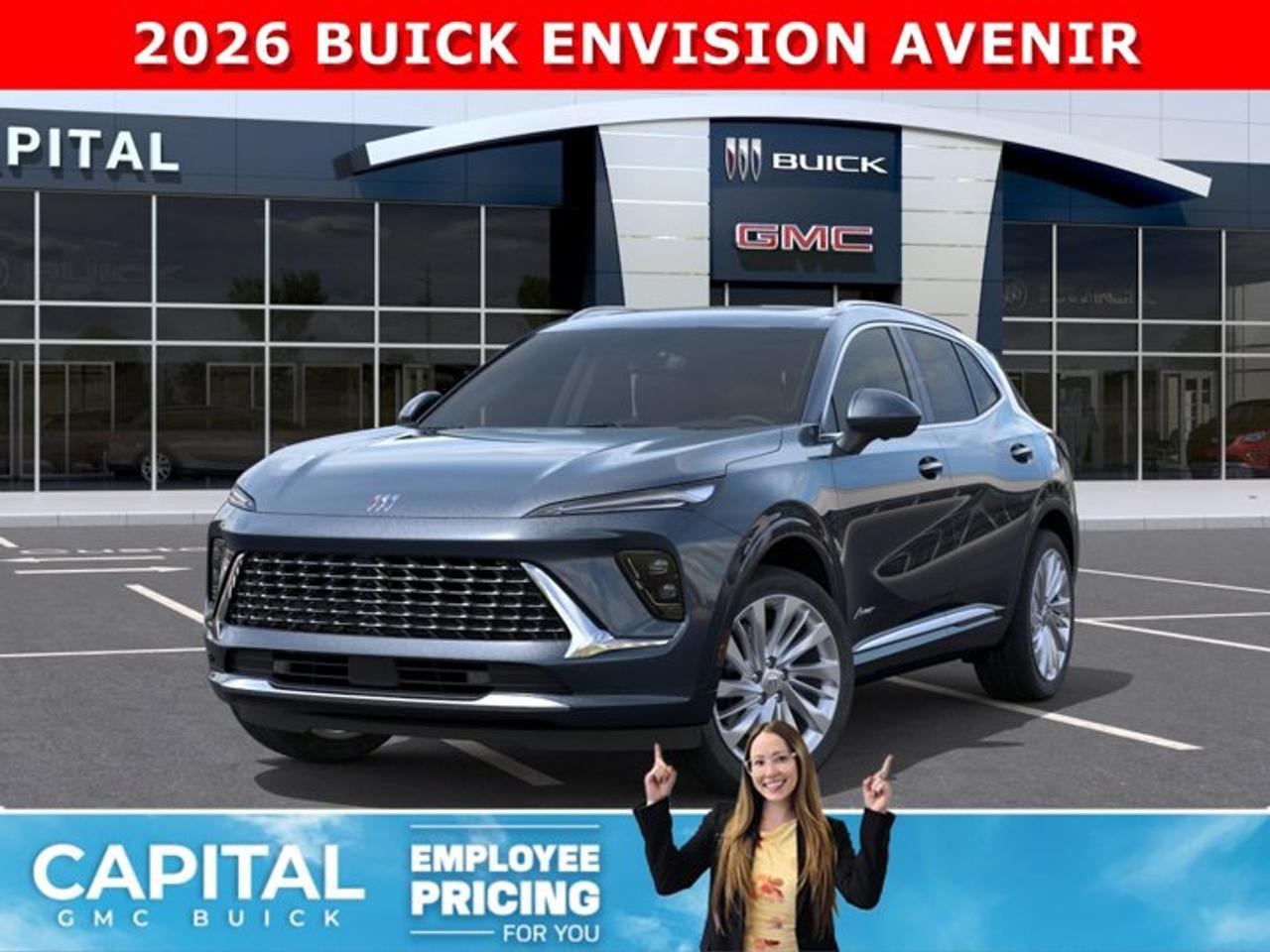 THIS 2026 Buick Envision Avenir AWD is the perfect SUV and comes loaded with options like MASSAGING SEAT, Heated and Cooled Seats, Heated Steering, Remote Start, 360 Camera, Rear Camera Mirror, Power Liftgate, Panoramic Sunroof, Heads-Up Display, Adaptive Cruise Control, Bose Stereo, a Ton of safety features and so much more... CALL NOWAsk for the Internet Department for more information or book your test drive today!AMVIC Licensed Dealer - Licence Number B1044900