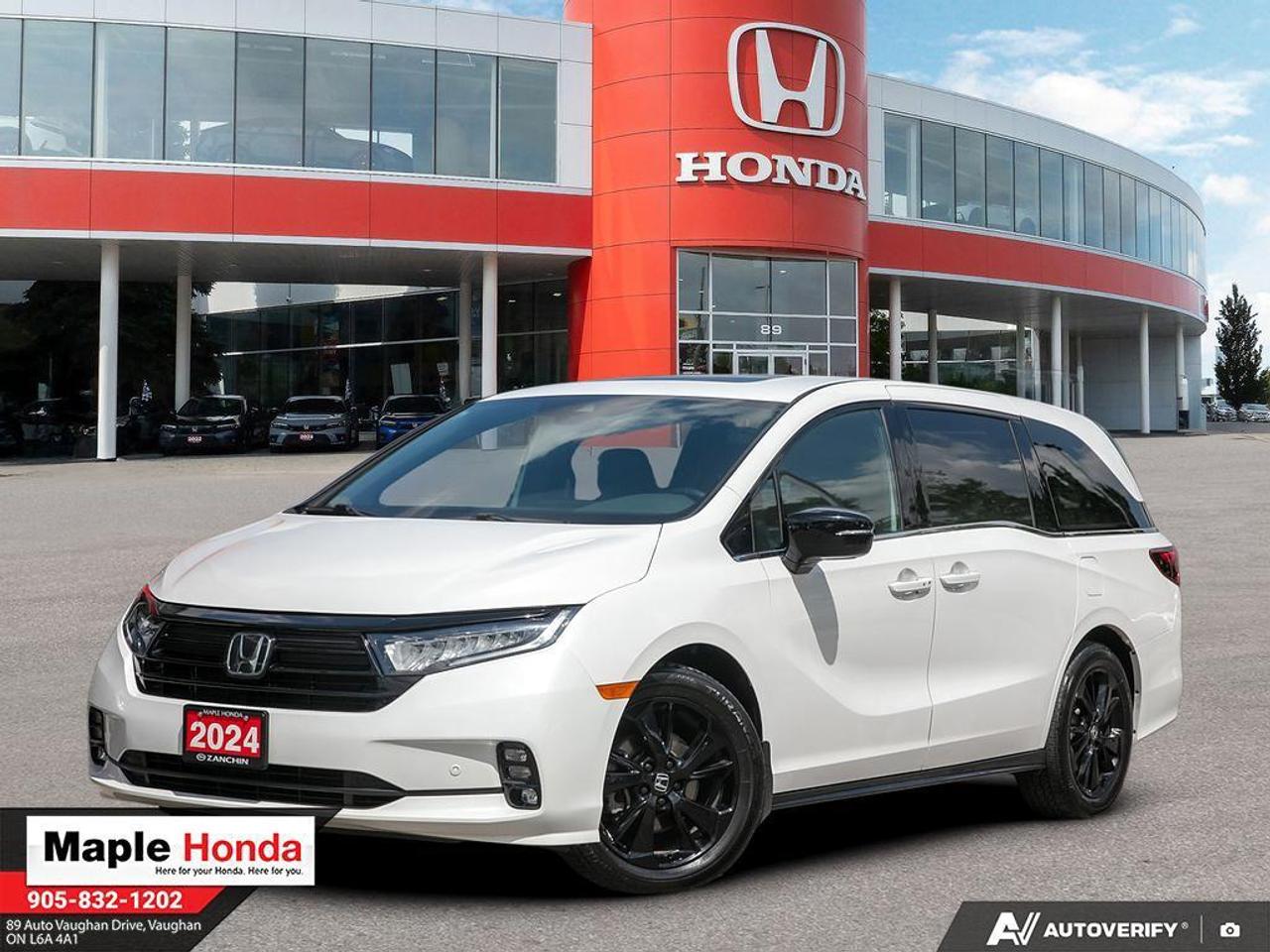 2024 Honda Odyssey Black Edition Leather Seats| Navigation| Heated Seats| Auto Start

DVD| Front and Rear Parking Sensors| Power Sliding Doors| Blind Spot sensors| FWD 10-Speed Automatic V6

Certified.

Certification Program Details: * 7 year / 160,000 km Power Train Warranty whichever comes first. This is an additional 2 year/60,000 kms beyond the original factory Power Train warranty. Honda Certified Used Vehicles also have the option to upgrade to a Honda Plus Extended Warranty * Vehicle history report. Access to My Honda * Multipoint Inspection * 24 hours/day, 7 days/week * 7 day/1,000 km exchange privilege whichever comes first * Exclusive finance rates on Certified Pre-Owned Honda models AWD CVT

Why Buy from Maple Honda? REVIEWS: Why buy an used car from Maple Honda? Our reviews will answer the question for you. We have over 2,500 Google reviews and have an average score of 4.9 out of a possible 5. Who better to trust when buying an used car than the people who have already done so? DEPENDABLE DEALER: The Zanchin Group of companies has been providing new and used vehicles in Vaughan for over 40 years. Since 1973 our standards of excellent service and customer care has enabled us to grow to over 34 stores in the Great Toronto area and beyond. Still family owned and still providing exceptional customer care. WARRANTY / PROTECTION: Buying an used vehicle from Maple Honda is always a safe and sound investment. We know you want to be confident in your choice and we want you to be fully satisfied. Thats why ALL our used vehicles come with our limited warranty peace of mind package included in the price. No questions, no discussion - 30 days safety related items only. From the day you pick up your new car you can rest assured that we have you covered. TRADE-INS: We want your trade! Looking for the best price for your car? Our trade-in process is simple, quick and easy. You get the best price for your car with a transparent, market-leading value within a few minutes whether you are buying a new one from us or not. Our Used Sales Department is ALWAYS in need of fresh vehicles. Selling your car? Contact us for a value that will make you happy and get paid the same day. Https:/www.maplehonda.com.

Easy to buy, easy for servicing. You can find us in the Maple Auto Mall on Jane Street north of Rutherford. We are close both Canadas Wonderland and Vaughan Mills shopping centre. Easy to call in while you are shopping or visiting Wonderland, Maple Honda provides used Honda cars and trucks to buyers all over the GTA including, Toronto, Scarborough, Vaughan, Markham, and Richmond Hill. Our low used car prices attract buyers from as far away as Oshawa, Pickering, Ajax, Whitby and even the Mississauga and Oakville areas of Ontario. We have provided amazing customer service to Honda vehicle owners for over 40 years. As part of the Zanchin Auto group we offer dependable service and excellent customer care. We are here for you and your Honda.