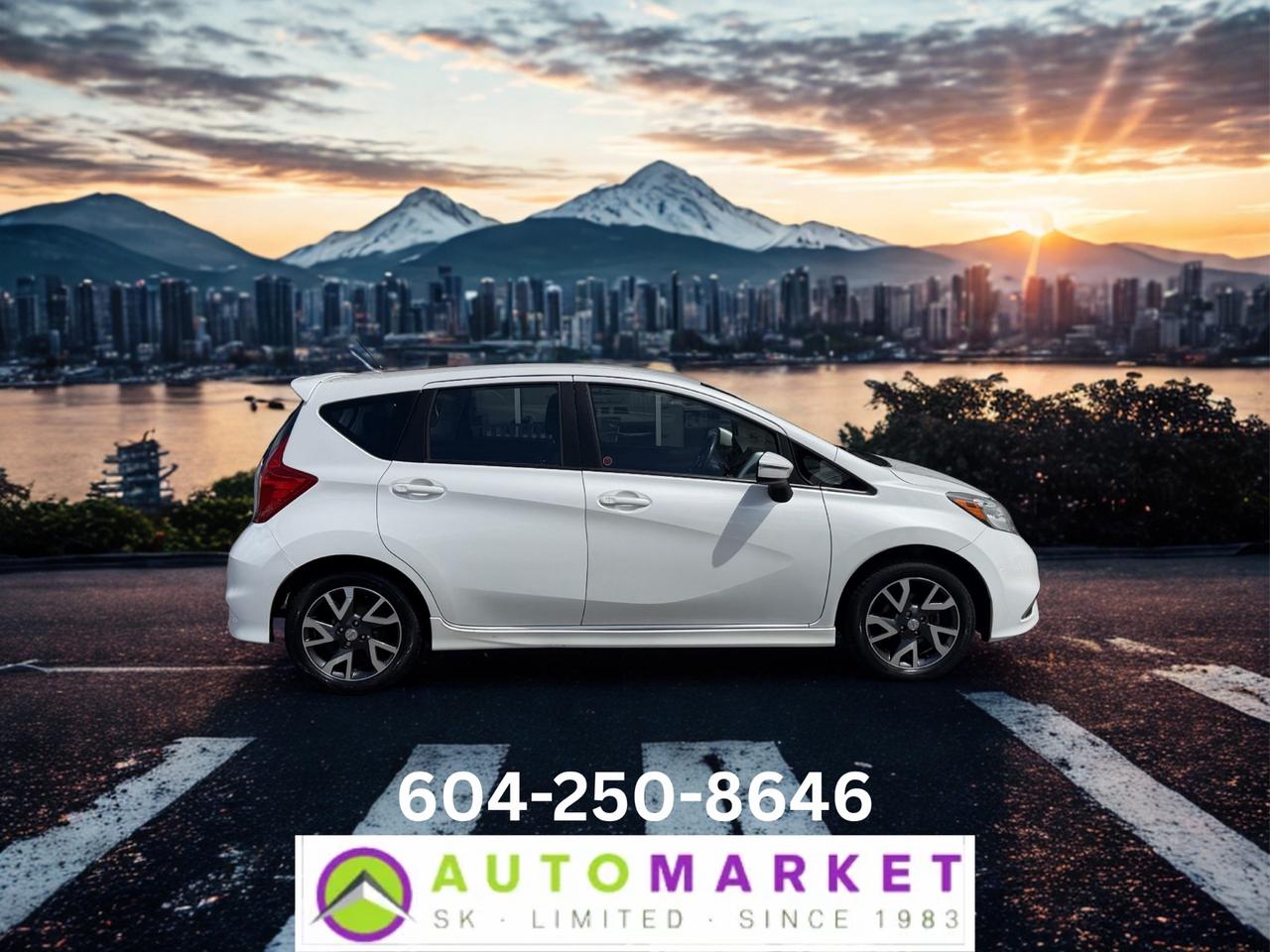 CALL OR TEXT KARL @ 6-0-4-2-5-0-8-6-4-6 FOR INFO & TO CONFIRM WHICH LOCATION.<br /><br />BEAUTIFUL NISSAN VERSA NOTE SR LOADED UP WITH ALL THE OPTIONS. BACK UP CAMERA, BLUETOOTH, AUTOMATIC TRANSMISSION AND THE LIST GOES ON. THROUGH THE SHOP, FULLY INSPECTED AND READY TO GO. TIRES AND BRAKES HAVE TONS OF LIFE LEFT. IT NEEDS NOTHING.&nbsp;<br /><br />2 LOCATIONS TO SERVE YOU, BE SURE TO CALL FIRST TO CONFIRM WHERE THE VEHICLE IS.<br /><br />We are a family owned and operated business for 40 years. Since 1983 we have been committed to offering outstanding vehicles backed by exceptional customer service, now and in the future. Whatever your specific needs may be, we will custom tailor your purchase exactly how you want or need it to be. All you have to do is give us a call and we will happily walk you through all the steps with no stress and no pressure.<br /><br />&nbsp; &nbsp; &nbsp; &nbsp; &nbsp; &nbsp; &nbsp; &nbsp; &nbsp; &nbsp; &nbsp; &nbsp; &nbsp; &nbsp; &nbsp; &nbsp; &nbsp; &nbsp; &nbsp; &nbsp; &nbsp; &nbsp; WE ARE THE HOUSE OF YES!<br /><br />ADDITIONAL BENEFITS WHEN BUYING FROM SK AUTOMARKET:<br /><br />-ON SITE FINANCING THROUGH OUR 17 AFFILIATED BANKS AND VEHICLE&nbsp; &nbsp; &nbsp; &nbsp; &nbsp; &nbsp; &nbsp; &nbsp; &nbsp; &nbsp; &nbsp; &nbsp; &nbsp; &nbsp; &nbsp; &nbsp; &nbsp; &nbsp; &nbsp; &nbsp; &nbsp; &nbsp; &nbsp; &nbsp; &nbsp; &nbsp; FINANCE COMPANIES.<br />-IN HOUSE LEASE TO OWN PROGRAM.<br />-EVERY VEHICLE HAS UNDERGONE A 120 POINT COMPREHENSIVE INSPECTION.<br />-EVERY PURCHASE INCLUDES A FREE POWERTRAIN WARRANTY.<br />-EVERY VEHICLE INCLUDES A CARFAX AND ICBC DAMAGE REPORT.<br />-EVERY VEHICLE IS GUARANTEED LIEN FREE.<br />-DISCOUNTED RATES ON PARTS AND SERVICE FOR YOUR NEW CAR AND ANY OTHER&nbsp; &nbsp;FAMILY CARS THAT NEED WORK NOW AND IN THE FUTURE.<br />-43 YEARS IN THE VEHICLE SALES INDUSTRY.<br />-A+++ MEMBER OF THE BETTER BUSINESS BUREAU.<br />-RATED&nbsp;TOP DEALER BY CARGURUS 8 YEARS IN A ROW<br />-MEMBER&nbsp;IN GOOD STANDING WITH THE VEHICLE SALES AUTHORITY OF BRITISH&nbsp; &nbsp;COLUMBIA.<br />-MEMBER OF THE AUTOMOTIVE RETAILERS ASSOCIATION.<br />-COMMITTED CONTRIBUTOR TO OUR LOCAL COMMUNITY AND THE RESIDENTS OF BC.<br /> This vehicle has been Fully Inspected, Certified and Qualifies for Our Free Extended Warranty.Don't forget to ask about our Great Finance and Lease Rates. We also have a Options for Buy Here Pay Here and Lease to Own for Good Customers in Bad Situations. 2 locations to help you, White Rock and Langley. Be sure to call before you come to confirm the vehicles location and availability or look us up at www.automarketsales.com. White Rock 604-542-4970 and Langley 604-533-1310. Serving Surrey, Delta, Langley, Richmond, Vancouver, all of BC and western Canada. Financing & leasing available. CALL SK AUTOMARKET LTD. 6045424970. Call us toll-free at 1 877 813-6807. $999 Documentation fee (negotiable) and applicable taxes are in addition to advertised prices. LANGLEY LOCATION DEALER# 40038 S. SURREY LOCATION DEALER #9987