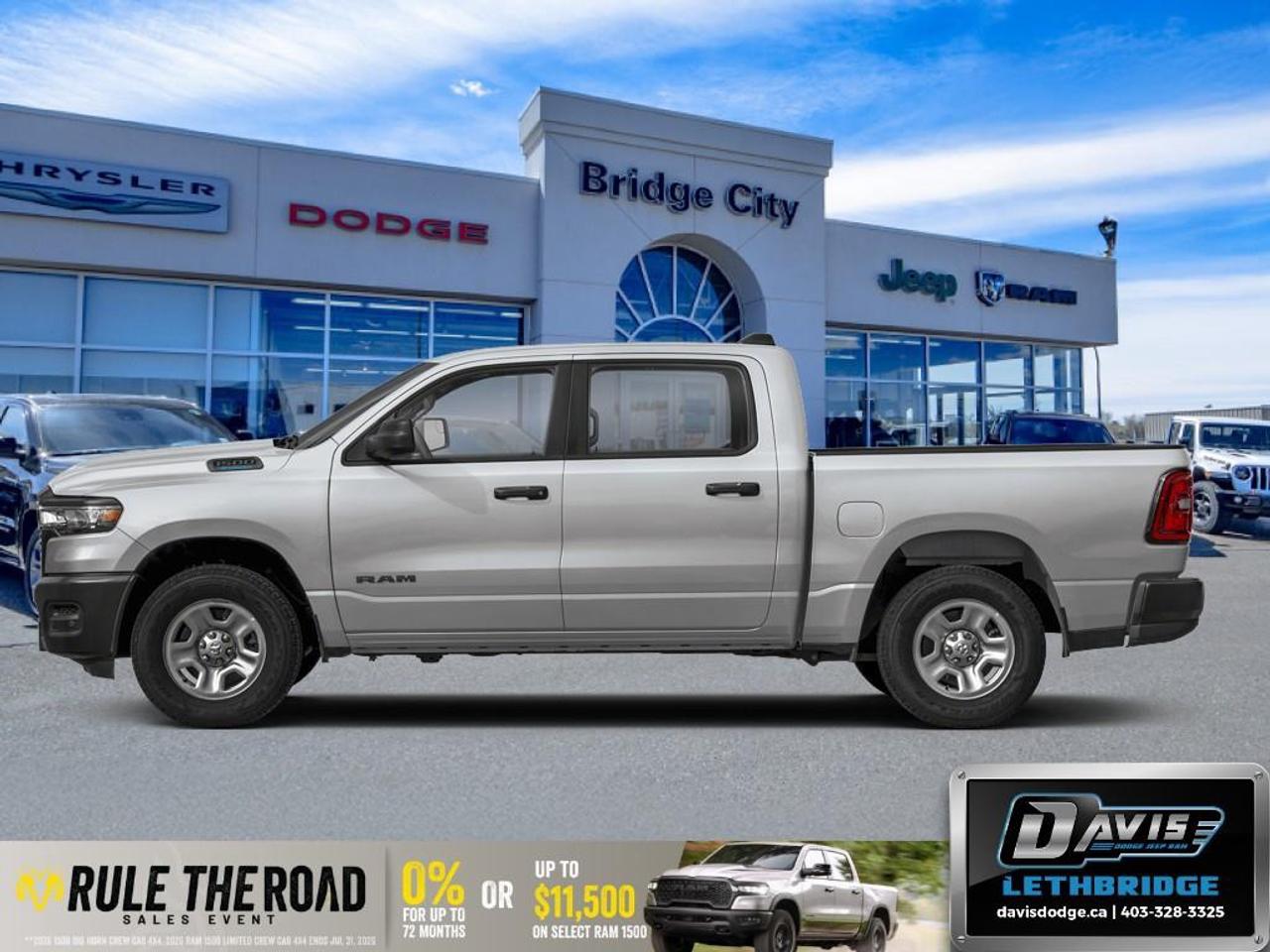 <b>Adaptive Cruise Control, Remote Start, Blind Spot Detection, Lane Keep Assist, Lane Departure Warning!</b><br /> <br /> The 2026 Ram 1500 redefines strength and sophistication with advanced tech, premium comfort, and unstoppable capability.<br /> <br />The Ram 1500's unmatched luxury transcends traditional pickups without compromising its capability. Loaded with best-in-class features, it's easy to see why the Ram 1500 is so popular. With the most towing and hauling capability in a Ram 1500, as well as improved efficiency and exceptional capability, this truck has the grit to take on any task.<br /> <br />This Silver Zynith Crew Cab 4X4 pickup has an Automatic transmission and is powered by a 420HP 3.0L Straight 6 Cylinder Engine. <br /> <br /> Our 1500's trim level is Express. This capable pickup blends strength, utility, and modern convenience for drivers who demand more from their truck. Its bold exterior design features smart functional details like heated mirrors, deep-tinted glass, and a durable cargo bed with easy tailgate access. Inside, the cabin delivers comfort and practicality with spacious seating, smart storage, and intuitive technology including an 8.4-inch Uconnect touchscreen, smartphone integration, and a Wi-Fi hotspot. Convenience features like remote start, adaptive cruise control, and keyless entry make every drive easier, while advanced safety systems such as Blind Spot Detection, Forward Collision Warning, Active Lane Management, and ParkSense parking sensors provide peace of mind on every journey. This vehicle has been upgraded with the following features: Adaptive Cruise Control, Remote Start, Blind Spot Detection, Lane Keep Assist, Lane Departure Warning, Heated Mirrors.<br /><br /> <br />To apply right now for financing use this link: <a href=https://lethbridge.davisdodge.ca/free-credit-check/ target=_blank rel=nofollow noopener noreferrer>https://lethbridge.davisdodge.ca/free-credit-check/</a><br /> <br /><br />As a premier Chrysler, Dodge, Jeep and RAM dealership, Davis Dodge proudly offers an extensive selection of new and used vehicles to meet every drivers needs. Customers across Lethbridge, Fort Macleod, Taber, Claresholm, Coaldale, and beyond trust us for daily vehicle specials, certified service and parts, and a seamless online inventory experience. <br /><br /> With competitive financing options and expert support, we make car buying easy and enjoyable. <br /><br /> Ready to hit the road? Schedule your test drive today at Davis Dodge, your trusted Chrysler, Dodge, Jeep and RAM dealer in Lethbridge, Alberta.<br /><br /> Vehicle pricing offer shown expires 2026-07-31. <br /> Come by and check out our fleet of 50+ used cars and trucks and 110+ new cars and trucks for sale in Lethbridge. o~o