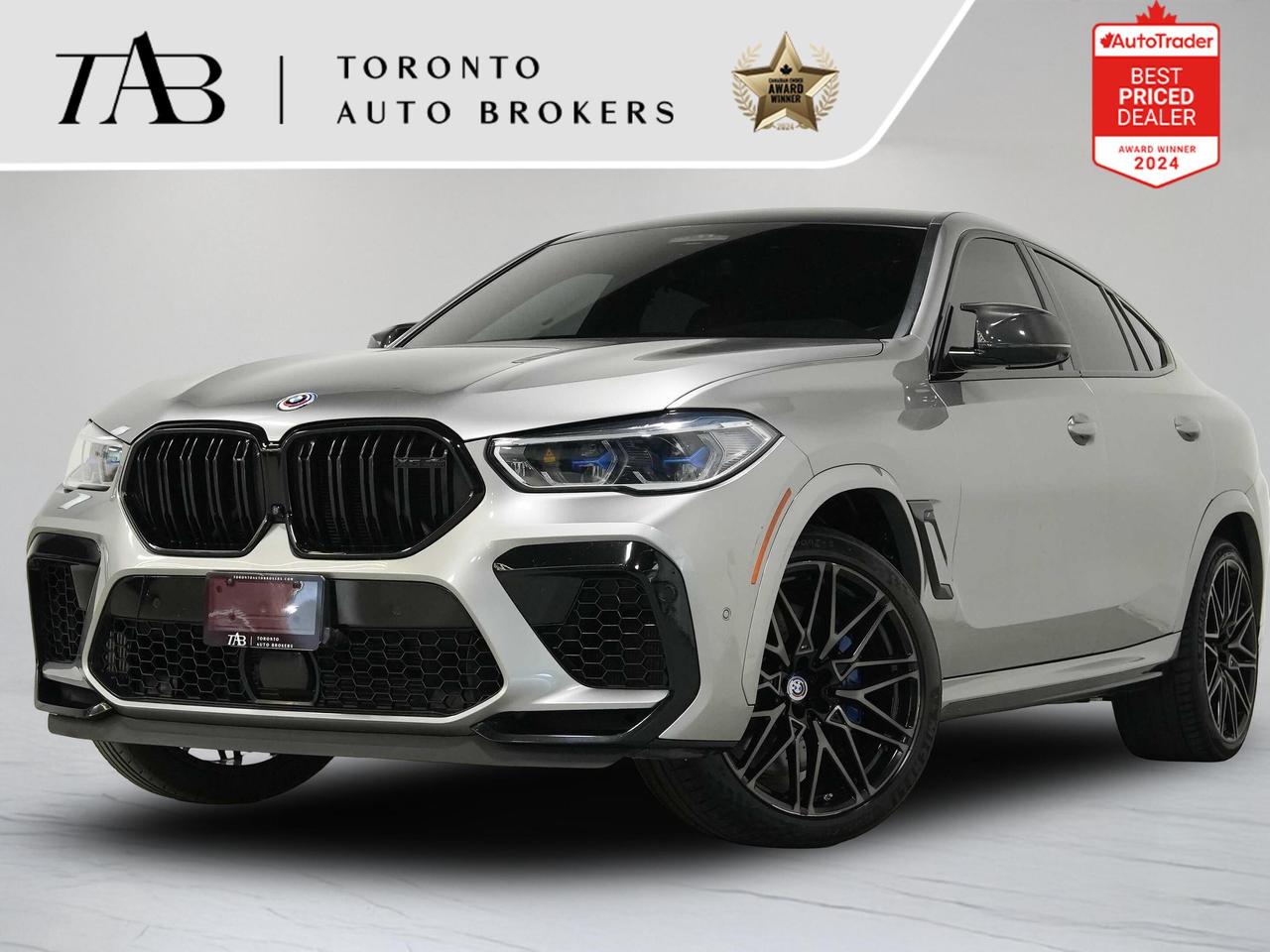 This 2020 BMW X6 M Competition is a Canadian vehicle with an accident-free Carfax report, offering an aggressive combination of super SUV performance, luxury, and everyday usability. Powered by a 4.4L twin-turbocharged V8 engine producing 617 horsepower, paired with an 8-speed M Steptronic transmission and BMWs advanced M xDrive all-wheel-drive system, the X6 M Competition delivers explosive acceleration, precise handling, and exceptional road presence. Equipped with the M Enhanced and Drivers Packages along with 21-inch wheels, this performance SUV is engineered for both high-speed capability and premium comfort.

Key Features:

4.4L Twin-Turbocharged V8 Engine (617 HP)
8-Speed M Steptronic Automatic Transmission
M xDrive All-Wheel Drive System
M Competition Package
M Enhanced Package
Drivers Package
21-Inch Alloy Wheels
Adaptive M Suspension
M Sport Exhaust System
M Sport Brakes
Premium Leather Interior
Heated & Ventilated Front Seats

NOW OFFERING 3 MONTH DEFERRED FINANCING PAYMENTS ON APPROVED CREDIT. 

WE OFFER THE BEST FINANCE RATES, AND DONT CHARGE ANY FINANCING FEE

Looking for a top-rated pre-owned luxury car dealership in the GTA? Look no further than Toronto Auto Brokers (TAB)! Were proud to have won multiple awards, including the 2024 AutoTrader Best Priced Dealer, the 2026 Best in Business award, the 2025 CarGurus Award, the 2026 Top Choice Award, the 2026 Dealer Rater Consumer Satisfaction Award, the 2026 Canadian Choice Award, the 2026 Three Best Rated Dealer Award, and many more!

With 30 years of experience serving the Greater Toronto Area, TAB is a respected and trusted name in the pre-owned luxury car industry. Our 30,000 sq.Ft indoor showroom is home to a wide range of luxury vehicles from top brands like BMW, Mercedes-Benz, Audi, Porsche, Land Rover, Jaguar, Aston Martin, Bentley, Maserati, and more. And we dont just serve the GTA, were proud to offer our services to all cities in Canada, including Vancouver, Montreal, Calgary, Edmonton, Winnipeg, Saskatchewan, Halifax, and more.

At TAB, were committed to providing a no-pressure environment and honest work ethics. As a family-owned and operated business, we treat every customer like family and ensure that every interaction is a positive one. Come experience the TAB Lifestyle at its truest form, luxury car buying has never been more enjoyable and exciting!

We offer a variety of services to make your purchase experience as easy and stress-free as possible. From competitive and simple financing and leasing options to extended warranties, aftermarket services, and full history reports on every vehicle, we have everything you need to make an informed decision. We welcome every trade, even if youre just looking to sell your car without buying, and when it comes to financing or leasing, we offer same day approvals, with access to over 50 lenders, including all of the banks in Canada. Feel free to check out your own Equifax credit score without affecting your credit score, simply click on the Equifax tab above and see if you qualify.


Call us today or visit our website to learn more about our inventory and services. And remember, all prices exclude applicable taxes and licensing, and vehicles can be certified at an additional cost of $999.
