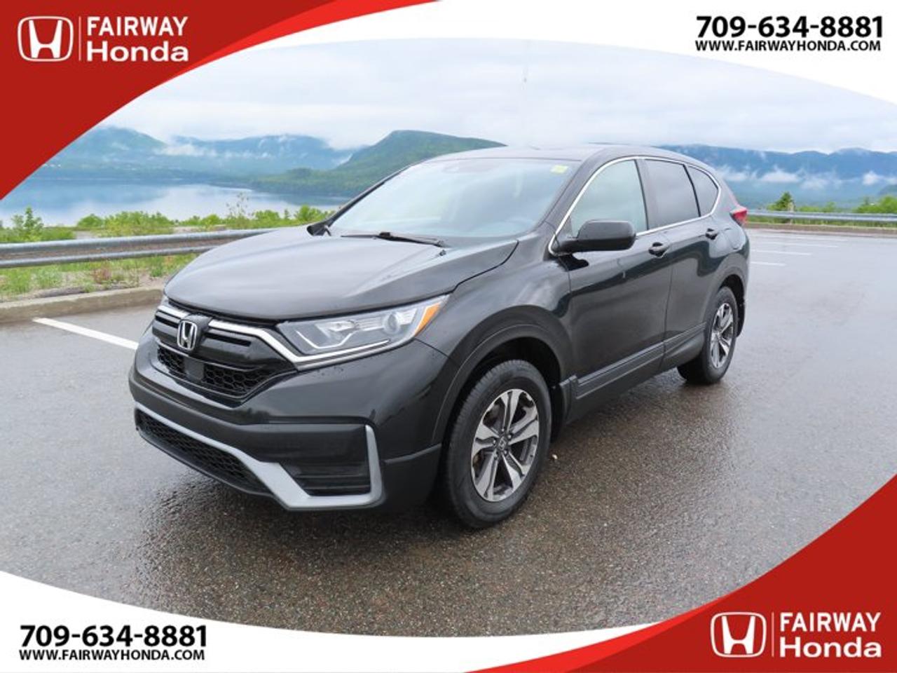 Black 2022 Honda CR-V LX AWD CVT 1.5L I4 Turbocharged DOHC 16V LEV3-ULEV50 190hp*Professionally Detailed*, *Market Value Pricing*, AWD, 17 Aluminum Alloy Wheels, 4 Speakers, 4-Wheel Disc Brakes, 5.64 Axle Ratio, ABS brakes, Adaptive Cruise Control: Adaptive Cruise Control (ACC) with Low-Speed Follow, Air Conditioning, Alloy wheels, AM/FM radio, Apple CarPlay/Android Auto, Auto High-beam Headlights, Automatic temperature control, Brake assist, Bumpers: body-colour, Delay-off headlights, Driver door bin, Driver vanity mirror, Dual front impact airbags, Dual front side impact airbags, Electronic Stability Control, Exterior Parking Camera Rear, Fabric Seating Surfaces, Forward collision: Collision Mitigation Braking System (CMBS) + FCW mitigation, Four wheel independent suspension, Front anti-roll bar, Front Bucket Seats, Front dual zone A/C, Front reading lights, Heated door mirrors, Heated Front Bucket Seats, Heated front seats, Illuminated entry, Low tire pressure warning, Occupant sensing airbag, Outside temperature display, Overhead airbag, Overhead console, Panic alarm, Passenger door bin, Passenger vanity mirror, Power door mirrors, Power steering, Power windows, Radio data system, Radio: 160-Watt AM/FM Audio System, Rear anti-roll bar, Rear window defroster, Rear window wiper, Remote keyless entry, Security system, Speed control, Speed-sensing steering, Split folding rear seat, Spoiler, Steering wheel mounted audio controls, Tachometer, Telescoping steering wheel, Tilt steering wheel, Traction control, Trip computer.Fairway Honda - Community Driven!