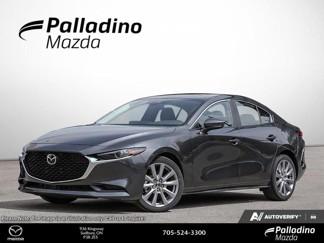 Discover a refined compact sedan built for Canadian roads. This brand new 2026 Mazda Mazda3 GT at Palladino Mazda in Greater Sudbury blends sharp design, confident all-wheel control, and a responsive 2.5L engine. Finished in Grey with a Black interior, it delivers premium feel, smooth power, and everyday comfort.

The 2026 Mazda Mazda3 GT stands out with its 6-Speed SKYACTIV-Drive automatic transmission and intelligent all-wheel drive. It feels composed in changing weather and easy to enjoy in daily traffic. For drivers who want style, balance, and quality, this sedan brings a rewarding drive every time.

FEATURES OF THE Mazda3 GT

»» 2.5L SKYACTIV-G four-cylinder engine power
»» 6-Speed SKYACTIV-Drive automatic transmission included
»» All-wheel drive for added confidence
»» Grey exterior with Black interior

ADVANCED SAFETY FEATURES

»» Advanced airbags help protect occupants
»» Stability control supports secure handling
»» Traction control aids slippery roads
»» Anti-lock braking helps controlled stops

PERFORMANCE AND EFFICIENCY

»» 2.5L engine delivers smooth response
»» Automatic transmission shifts with refinement
»» All-wheel drive improves year-round traction
»» Sedan balance supports confident cornering

COMFORT AND CONVENIENCE

»» Spacious cabin for daily driving ease
»» Four-door access helps passenger entry
»» Automatic transmission reduces driving effort
»» Black interior offers clean style

TECHNOLOGY AND CONNECTIVITY

»» Driver-focused layout keeps controls accessible
»» Clear instrumentation supports easy monitoring
»» Modern cabin design feels intuitive
»» Convenient controls enhance daily use

CARGO SPACE

»» Trunk suits groceries and gear
»» Sedan layout keeps cargo secure
»» Rear space supports daily errands
»» Practical storage for weekend trips

AWARDS & RECOGNITIONS

»» Top Safety Pick, Insurance Institute for Highway Safety, 2025

WHAT OTHER OWNERS LIKE

»» Confident all-wheel drive in winter
»» Smooth ride with responsive steering
»» Upscale cabin feel for class
»» Strong balance of comfort, control

The 2026 Mazda Mazda3 GT is a smart choice for drivers who want more than basic transportation. Its Grey exterior gives it a sleek and modern look, while the Black interior creates a clean and upscale cabin atmosphere. This is a sedan that looks polished in the city and feels ready for longer highway drives.

Power comes from a 2.5L SKYACTIV-G DOHC 16-Valve I4 engine paired with a 6-Speed SKYACTIV-Drive automatic transmission. This setup is known for smooth delivery and strong everyday performance. The all-wheel drive system adds confidence when roads are wet, snowy, or uneven, which is a real benefit in Greater Sudbury.

Inside, the 2026 Mazda Mazda3 GT is designed around the driver. The cabin layout is simple, modern, and easy to use. It offers the comfort and practicality expected from a compact sedan, while also delivering the polished road manners that make every drive feel more enjoyable.

If you want a brand new sedan with refined performance, all-weather traction, and a premium feel, this 2026 Mazda Mazda3 GT at Palladino Mazda deserves your attention. It brings together style, control, and everyday usability in one well-rounded package.

This 2026 Mazda Mazda3 GTs VIN is: JM1BPBDL1T1887398 .

The advertised price is for financing only and applies exclusively to vehicles eligible for financing. Vehicles sold as-is are not eligible for financing and require full payment at purchase. All cash purchases of finance-eligible vehicles will be subject to an additional $2,501.00. This advertised price also does not include taxes and licensing fees. For as-is vehicles: the motor vehicle sold under this contract is being sold as-is and is not represented as being in road worthy condition, mechanically sound or maintained at any guaranteed level of quality.<p>Discover a refined compact sedan built for Canadian roads. This brand new 2026 Mazda Mazda3 GT at Palladino Mazda in Greater Sudbury blends sharp design</p>
<p> and everyday comfort.

The 2026 Mazda Mazda3 GT stands out with its 6-Speed SKYACTIV-Drive automatic transmission and intelligent all-wheel drive. It feels composed in changing weather and easy to enjoy in daily traffic. For drivers who want style</p>
<p> this sedan brings a rewarding drive every time.

FEATURES OF THE Mazda3 GT

»» 2.5L SKYACTIV-G four-cylinder engine power
»» 6-Speed SKYACTIV-Drive automatic transmission included
»» All-wheel drive for added confidence
»» Grey exterior with Black interior

ADVANCED SAFETY FEATURES

»» Advanced airbags help protect occupants
»» Stability control supports secure handling
»» Traction control aids slippery roads
»» Anti-lock braking helps controlled stops

PERFORMANCE AND EFFICIENCY

»» 2.5L engine delivers smooth response
»» Automatic transmission shifts with refinement
»» All-wheel drive improves year-round traction
»» Sedan balance supports confident cornering

COMFORT AND CONVENIENCE

»» Spacious cabin for daily driving ease
»» Four-door access helps passenger entry
»» Automatic transmission reduces driving effort
»» Black interior offers clean style

TECHNOLOGY AND CONNECTIVITY

»» Driver-focused layout keeps controls accessible
»» Clear instrumentation supports easy monitoring
»» Modern cabin design feels intuitive
»» Convenient controls enhance daily use

CARGO SPACE

»» Trunk suits groceries and gear
»» Sedan layout keeps cargo secure
»» Rear space supports daily errands
»» Practical storage for weekend trips

AWARDS & RECOGNITIONS

»» Top Safety Pick</p>
<p> 2025

WHAT OTHER OWNERS LIKE

»» Confident all-wheel drive in winter
»» Smooth ride with responsive steering
»» Upscale cabin feel for class
»» Strong balance of comfort</p>
<p> control

The 2026 Mazda Mazda3 GT is a smart choice for drivers who want more than basic transportation. Its Grey exterior gives it a sleek and modern look</p>
<p> while the Black interior creates a clean and upscale cabin atmosphere. This is a sedan that looks polished in the city and feels ready for longer highway drives.

Power comes from a 2.5L SKYACTIV-G DOHC 16-Valve I4 engine paired with a 6-Speed SKYACTIV-Drive automatic transmission. This setup is known for smooth delivery and strong everyday performance. The all-wheel drive system adds confidence when roads are wet</p>
<p> while also delivering the polished road manners that make every drive feel more enjoyable.

If you want a brand new sedan with refined performance</p>
<p> and everyday usability in one well-rounded package.

This 2026 Mazda Mazda3 GTs VIN is: JM1BPBDL1T1887398 .

The advertised price is for financing only and applies exclusively to vehicles eligible for financing. Vehicles sold as-is are not eligible for financing and require full payment at purchase. All cash purchases of finance-eligible vehicles will be subject to an additional $2</p>
<p>501.00. This advertised price also does not include taxes and licensing fees. For as-is vehicles: the motor vehicle sold under this contract is being sold as-is and is not represented as being in road worthy condition</p>