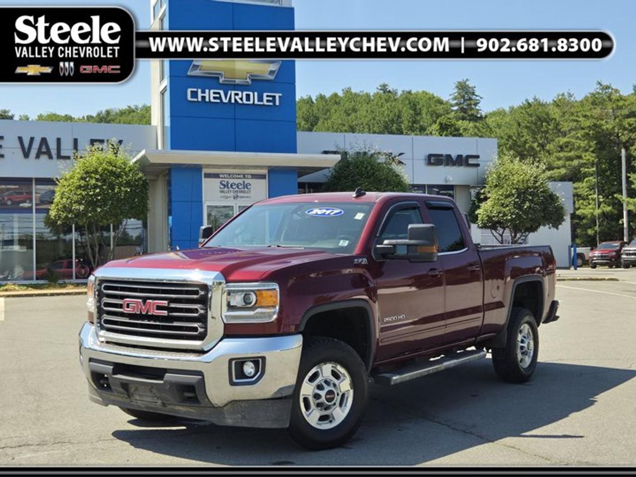 This 2017 GMC Sierra 2500HD Double Cab 4x4 with 115,000 km has been reconditioned with a new lower ball joint and parking brake replacement and has completed its Nova Scotia MVI inspection. Powered by a reliable 6.0L V8 engine, this heavy-duty pickup delivers the capability and durability Sierra HD buyers expect, whether for towing, work, or everyday use. Finished in Crimson Red with a Maroon interior, this truck also benefits from a clean Carfax report for added confidence.Key Features:6.0L V8 engine4x4 drivetrainDouble Cab configurationTrailer towing capabilityHeavy-duty Sierra 2500HD chassisClean Carfax reportThis Sierra 2500HD has undergone a mechanical inspection, road test, and professional detailing by our service team. With its documented reconditioning and clean history, it represents a straightforward heavy-duty truck option for buyers seeking proven capability and value. Book a viewing and test drive to see if this GMC Sierra 2500HD is the right fit for your needs.