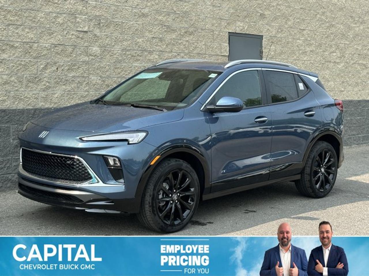This Buick Encore GX boasts a Turbocharged 1.3/ engine powering this Automatic transmission. ENGINE, ECOTEC 1.3L TURBO (GM-estimated 155 hp [115 kW] @ 5,600 rpm / 174 lb-ft torque [236 Nm] @ 1,600 rpm FWD/AWD models) (STD), Wireless Apple CarPlay/Wireless Android Auto, Wipers, front intermittent with pulse washers.* This Buick Encore GX Features the Following Options *Wiper, rear intermittent, Windshield, solar absorbing, Windows, power, rear with Express-Down, Window, power with front passenger Express-Down, Window, power with driver Express-Up/Down, Wi-Fi Hotspot capable (Terms and limitations apply. See onstar.ca or dealer for details.), Wheels, 18 (45.7 cm) Gloss Black aluminum, Visors, driver and front passenger illuminated vanity mirrors covered, sliding, Vehicle health management provides advanced warning of vehicle issues, USB ports, 2 (1 USB Type-A, 1 USB Type-C) located in the front of the centre console.* Visit Us Today *A short visit to Capital Chevrolet Buick GMC Inc. located at 13103 Lake Fraser Drive SE, Calgary, AB T2J 3H5 can get you a tried-and-true Encore GX today!