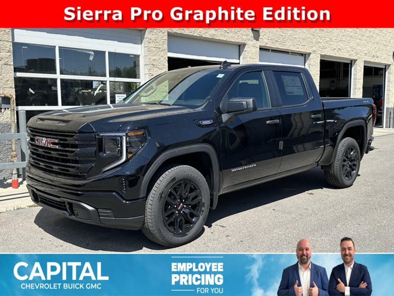 This GMC Sierra 1500 boasts a Turbocharged Gas I4 2.7L/166 engine powering this Automatic transmission. ENGINE, 2.7L TURBOMAX (310 hp [231 kW] @ 5600 rpm, 430 lb-ft of torque [583 Nm] @ 3000 rpm) Includes (KW5) 220-amp alternator.) (STD), Wireless, Apple CarPlay / Wireless Android Auto, Windows, power rear, express down (Not available on Regular Cab models.).*This GMC Sierra 1500 Comes Equipped with These Options *Windows, power front, drivers express up/down, Window, power front, passenger express down, Wi-Fi Hotspot capable (Terms and limitations apply. See onstar.ca or dealer for details.), Wheels, 17 x 8 (43.2 cm x 20.3 cm) painted steel, Silver, Wheel, 17 x 8 (43.2 cm x 20.3 cm) full-size, steel spare, USB Ports, 2, Charge/Data ports located on instrument panel, Transfer case, single speed, electronic Autotrac with push button control (4WD models only), Tires, 255/70R17 all-season, blackwall, Tire, spare 255/70R17 all-season, blackwall (Included with (QBN) 255/70R17 all-season, blackwall tires.), Tire Pressure Monitoring System, auto learn includes Tire Fill Alert (does not apply to spare tire).* Visit Us Today *Treat yourself- stop by Capital Chevrolet Buick GMC Inc. located at 13103 Lake Fraser Drive SE, Calgary, AB T2J 3H5 to make this car yours today!