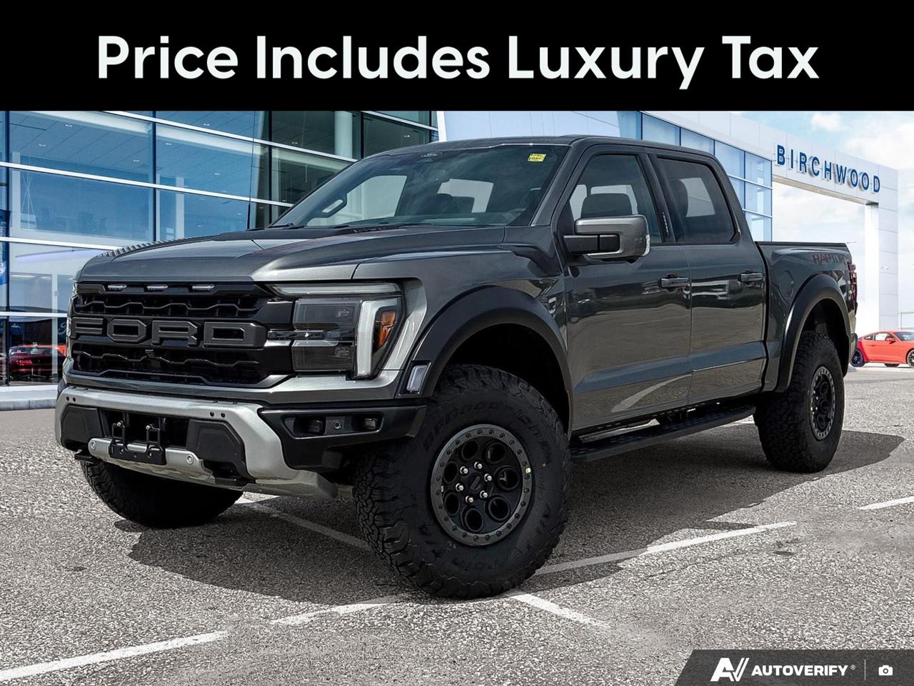 The 2026 Ford F-150 Raptor in Carbonized Grey Metallic is built for those who demand serious capability without sacrificing comfort. Loaded with the 802A package, a twin panel moonroof, and Fords 3.5L twin-turbo EcoBoost V6, this Raptor is ready for whatever terrain you throw at it  straight off the lot with only 11 km.

- 802A Package with premium feature content specific to this build
- Twin Panel Moonroof for an open-air experience front and rear
- 3.5L 6-cylinder engine paired with an automatic transmission and 4WD
- Head-Up Display keeping critical info in your sightline off-road and on
- Heated leather/metal-look steering wheel with auto tilt-away and power adjustable pedals
- Voice-activated dual zone automatic air conditioning for all-season comfort
- Ford Co-Pilot360 suite including BLIS, Cross-Traffic Alert, Aerial View Camera, and Collision Mitigation
- Class IV towing with integrated brake controller and trailer sway control
- Electronic locking differential with 4.10 axle ratio for maximum traction

Ready to make this Raptor yours? Reserve it online, start your purchase, or contact Birchwood Ford directly to book a test drive. Our team is here to make the process straightforward and on your schedule  visit us at birchwoodford.ca or reach out with any questions.
Birchwood Ford is your choice for New Ford vehicles in Winnipeg. 

At Birchwood Ford, we hold ourselves to the highest standard. Our number one focus is customer satisfaction which has awarded us the Ford of Canadas Presidents Award for 5 consecutive years. This honour is presented to Ford dealers that have proven outstanding results in Sales and Customer Service Excellence.

Are you a newcomer to Canada, recent graduate, first time car buyer or physically challenged? Ask us about our exclusive rebates and how they may apply to you.
 
Interested in seeing/hearing more? Book a test drive or give us a call at (204) 661-9555 and we can help you with whatever you need!

Dealer permit #4454
Dealer permit #4454