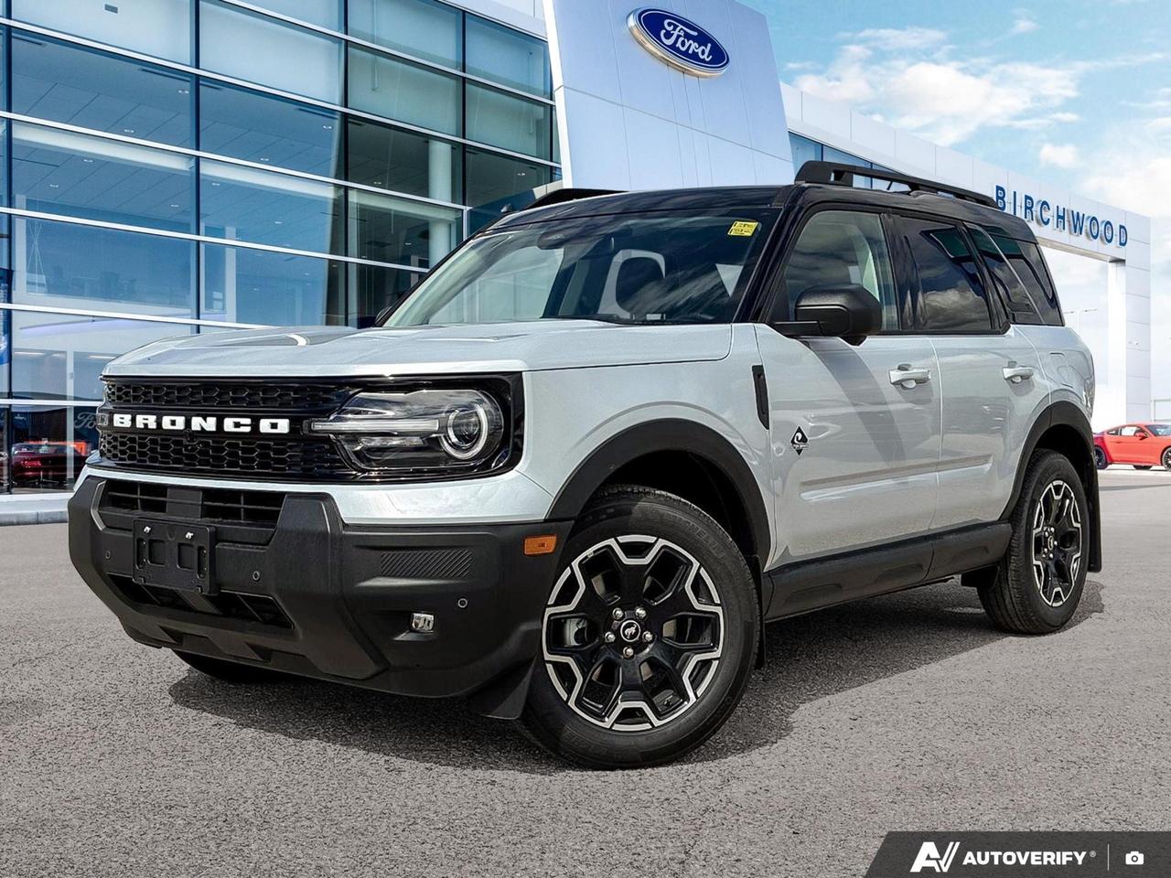 The 2026 Ford Bronco Sport Outer Banks in Space White Metallic is built for those who want genuine capability without sacrificing everyday comfort. Equipped with the 300A package and Tech PKG, this trim brings advanced driver assistance, adaptive cruise, and heated leatherette touches that make every drive more connected and confident.

- 1.5L 3-cylinder engine paired with an Automatic transmission and 4WD for confident all-weather and off-road performance
- Adaptive Cruise Control with Stop-and-Go for relaxed highway driving
- BLIS Blind Spot Information System plus Rear Cross-Traffic Braking for added peace of mind
- Lane Centering and Evasion Assist as part of the Tech PKG suite
- Heated Leatherette Steering Wheel and Voice Activated Dual Zone Front Automatic Air Conditioning for a premium cabin feel
- LED Auto High-Beam Projector Headlamps and front fog lamps for enhanced visibility in any condition
- Fuel-efficient for its class: 7.8 L/100 km highway and 9.3 L/100 km city
- Only 11 km on the odometer  this is as fresh as it gets

Ready to get behind the wheel? Visit Birchwood Ford online at www.birchwoodford.ca to reserve this Bronco Sport, start your purchase, or book a test drive. Our team is here to make the process straightforward and on your schedule  reach out with any questions anytime.
Birchwood Ford is your choice for New Ford vehicles in Winnipeg. 

At Birchwood Ford, we hold ourselves to the highest standard. Our number one focus is customer satisfaction which has awarded us the Ford of Canadas Presidents Award for 5 consecutive years. This honour is presented to Ford dealers that have proven outstanding results in Sales and Customer Service Excellence.

Are you a newcomer to Canada, recent graduate, first time car buyer or physically challenged? Ask us about our exclusive rebates and how they may apply to you.
 
Interested in seeing/hearing more? Book a test drive or give us a call at (204) 661-9555 and we can help you with whatever you need!

Dealer permit #4454
Dealer permit #4454