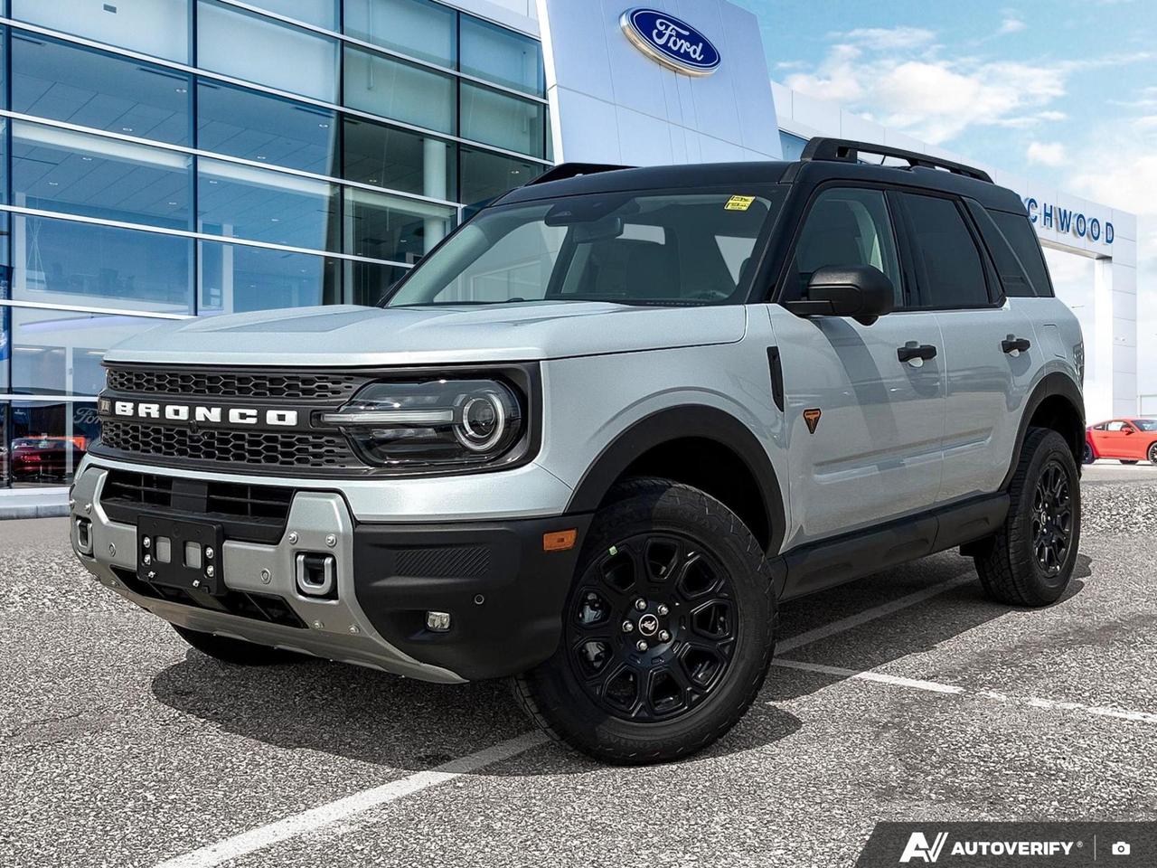 The 2026 Ford Bronco Sport Badlands in Space White Metallic is built for those who want genuine off-road capability without sacrificing daily comfort. Equipped with the 2.0L EcoBoost engine, full-time 4WD, and the 400A Tech Package, this Badlands trim delivers a feature-rich experience straight from the factory with just 11 km on the odometer.

- 2.0L 4-cylinder engine paired with a smooth automatic transmission and full-time 4-Wheel Drive for confident performance on and off the road
- 400A Tech Package includes Lane Centering, Adaptive Cruise Control with Stop-and-Go, and Driver Monitoring Alert for a smarter, safer drive
- BLIS Blind Spot Information System, Evasion Assist, and Collision Mitigation-Front add a comprehensive layer of active safety
- Aerial View Camera System and Front & Rear Parking Sensors make maneuvering in tight spots effortless
- Voice Activated Dual Zone Automatic Air Conditioning keeps every passenger comfortable year-round
- ActiveX Leatherette rear seating with 60/40 folding configuration maximizes both passenger and cargo versatility
- Hill Descent Control and Hill Hold Control with an Electric Parking Brake reflect the Badlands trail-ready engineering
- Class II Towing Package with Trailer Sway Control adds practical hauling capability for weekend adventures

Ready to get behind the wheel? Visit Birchwood Ford in person or explore this vehicle at birchwoodford.ca. You can reserve it online, start your purchase, or book a test drive at your convenience  our team is here to make the process straightforward and pressure-free.
Birchwood Ford is your choice for New Ford vehicles in Winnipeg. 

At Birchwood Ford, we hold ourselves to the highest standard. Our number one focus is customer satisfaction which has awarded us the Ford of Canadas Presidents Award for 5 consecutive years. This honour is presented to Ford dealers that have proven outstanding results in Sales and Customer Service Excellence.

Are you a newcomer to Canada, recent graduate, first time car buyer or physically challenged? Ask us about our exclusive rebates and how they may apply to you.
 
Interested in seeing/hearing more? Book a test drive or give us a call at (204) 661-9555 and we can help you with whatever you need!

Dealer permit #4454
Dealer permit #4454