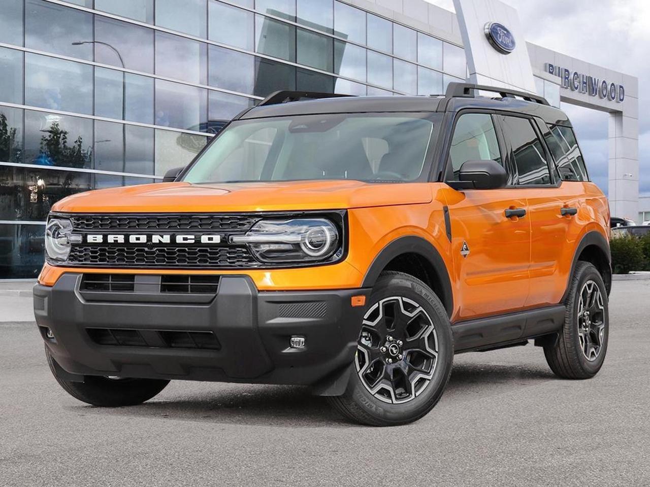 The 2026 Ford Bronco Sport Outer Banks is built for those who want genuine off-road capability without sacrificing everyday comfort. With 4WD, a punchy 1.5L 3-cylinder engine, and a bold Orange exterior, this new unit has just 26 km on it  essentially fresh off the lot and ready for whatever you throw at it.

Key Highlights:
- 4WD drivetrain with part and full-time capability  built for real trail use, not just looks
- Adaptive Cruise Control with Stop-and-Go for relaxed highway driving
- BLIS Blind Spot Information System, Rear Cross-Traffic Braking, and Evasion Assist for confident maneuvering
- Driver Monitoring Alert and Lane Centering for added long-drive safety
- Heated leatherette steering wheel and dual-zone automatic climate control for year-round comfort
- LED projector beam headlamps with auto high-beam for improved visibility on dark back roads
- Collision Mitigation-Front and full curtain airbag system for comprehensive occupant protection
- Fuel-efficient 7.8 L/100 km highway rating  practical for both city commutes and weekend escapes

Ready to make it yours? Visit Birchwood Ford online at www.birchwoodford.ca to reserve this Bronco Sport, start your purchase, or book a test drive. Our team is happy to answer any questions and walk you through your options  whether you prefer to shop in person or from home.
Birchwood Ford is your choice for New Ford vehicles in Winnipeg. 

At Birchwood Ford, we hold ourselves to the highest standard. Our number one focus is customer satisfaction which has awarded us the Ford of Canadas Presidents Award for 5 consecutive years. This honour is presented to Ford dealers that have proven outstanding results in Sales and Customer Service Excellence.

Are you a newcomer to Canada, recent graduate, first time car buyer or physically challenged? Ask us about our exclusive rebates and how they may apply to you.
 
Interested in seeing/hearing more? Book a test drive or give us a call at (204) 661-9555 and we can help you with whatever you need!

Dealer permit #4454
Dealer permit #4454