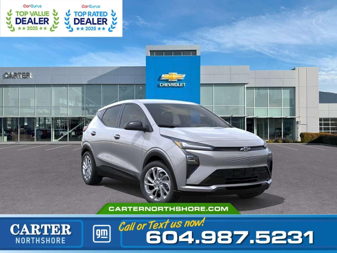 <b>GREAT NEWS! EMPLOYEE PRICING IS BACK!</b> Unlock exceptional savings on eligible new electric vehicles. Combine Employee Pricing with available incentives and drive home an EV for less. <b>Available Savings Include</b>: 	$1,500 Employee Pricing Credit 	$2,300 Non stackable cash discount 	Up to $5,000 Federal EVAP incentive for eligible customers, applied after tax. Only vehicles with a final transaction price under $50,000 before tax are eligible for EVAP. Enjoy every drive in the 2027 Chevrolet Bolt EUV LT, delivering smooth all-electric performance with the comfort and technology you need every day. This well-equipped EV features Google Built-In, DC fast charging, adaptive cruise control, heated and ventilated front seats, the Comfort and Evotex Packages, wireless connectivity, and advanced driver assistance features for added confidence on the road. Come take it for a test drive today and experience all this stylish vehicle has to offer! <b>WHY CARTER GM NORTHSHORE?</b> - An unrivalled vehicle purchasing experience! - Exceeding our loyal customers expectations since 1990 - 4.7 Google star rating (with 1,700+ customer reviews) - CarGurus Top-Rated Dealer 2025 Award - CarGurus Top Value Dealer 2025 Award - Vehicle trades welcome! Best price guaranteed! - We provide upfront pricing, zero hidden fees, and 100% transparency - Fast approvals and 99% acceptance rates (no matter your current credit status!) - Multilingual staff (many languages spoken) - Comfortable non-pressured environment with in-store television, WIFI and a childrens play area! <p><img src=https://gmtadvantage-com.cdn-convertus.com/uploads/sites/16/2025/09/Carter-GM-Burnaby-Car-Gurus-Awards-2025.png alt="" width="300" height="77" /></p> Were here to help you drive the vehicle you want, the vehicle you deserve! <b>QUESTIONS? GREAT! WEVE GOT ANSWERS!</b> To speak with a friendly vehicle specialist - <b>CALL NOW!</b> <small>The advertised price includes all standard dealer fees and any applicable manufacturer or dealer incentives. It does not include applicable taxes, licensing, insurance, or optional products or services. Dealer fees will be clearly broken out and itemized on the bill of sale, maximum total of fees $699.00. Prices are shown in Canadian dollars. While we make every effort to ensure accuracy, vehicle details, pricing, options, and availability are subject to change without notice. Please confirm all information with dealership sales management before purchase. Dealer Code: 81121</small>