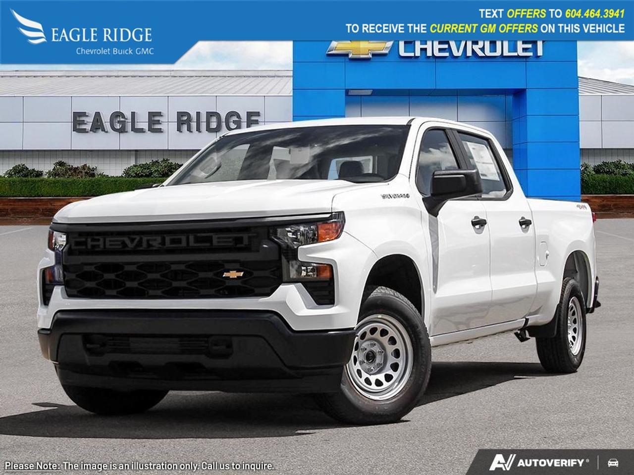 <p>Four-Wheel Drive (4x4)  Crew Cab  Work Truck (W/T) Trim  Bold Black Exterior  Strong Towing & Payload Capability  Heavy-Duty Suspension  Approx. 11.8L/100km Highway Fuel Economy  LED Headlights  Signature Front Grille  Black Bumpers  Black Mirror Caps  Rear CornerStep  Cargo Bed Lighting  Comfortable Cloth Seating  Tilt Steering Wheel  Single-Zone Climate Control  Power Windows & Locks  Keyless Entry  Driver Information Display  12V Power Outlet  7-Inch Touchscreen  Wireless Apple CarPlay & Android Auto  Bluetooth Connectivity  Voice Recognition  Wi-Fi Hotspot Capability  HD Rear Vision Camera  Automatic Emergency Braking  Lane Keep Assist  Forward Collision Alert  Front Pedestrian Braking  Advanced Safety Technologies</p>