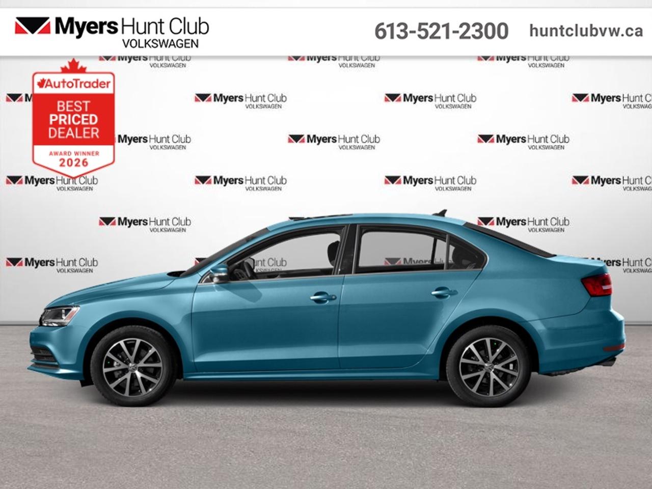All of the engines on offer for this Jetta are turbocharged and highly efficient, meaning plenty of power at all times. This 2016 Volkswagen Jetta is fresh on our lot in Gloucester.<br> <br>With sophisticated amenities that make every drive more comfortable, the 2016 Jetta offers the upscale details to elevate the entire experience. The 2016 Volkswagen Golf offers German-engineered performance, style, and precision in a perfectly equipped package. With a touchscreen audio system that offers wireless streaming to the steering wheel mounted cruise control and standard rear view camera, its hard to find a reason not to purchase this awesome ride!<br> <br>This sedan has 98,432 km. Its Silk Blue Metallic in colour. It has an Automatic transmission and is powered by a 150HP 1.4L 4 Cylinder Engine. It may have some remaining factory warranty, please check with dealer for details.<br> <br>To apply right now for financing use this link: <a href=https://www.huntclubvw.ca/financing-request/ target=_blank>https://www.huntclubvw.ca/financing-request/</a><br> <br/><br>At Myers Hunt Club Volkswagen, our focus is customers like you. Our dedicated service, parts, and sales team are here to make your automotive experience a special one. We are very proud of our achievements and awards over the last 25 years and are committed to providing the same great service to our present and future customers. If youre looking for a vehicle, Myers Hunt Club Volkswagen is your destination for new, used, and certified pre-owned Volkswagen vehicles as well as other makes and models. Whatever your needs, we can help you here at Myers Hunt Club Volkswagen. </br><br> Come by and check out our fleet of 40+ used cars and trucks and 170+ new cars and trucks for sale in Gloucester.  o~o