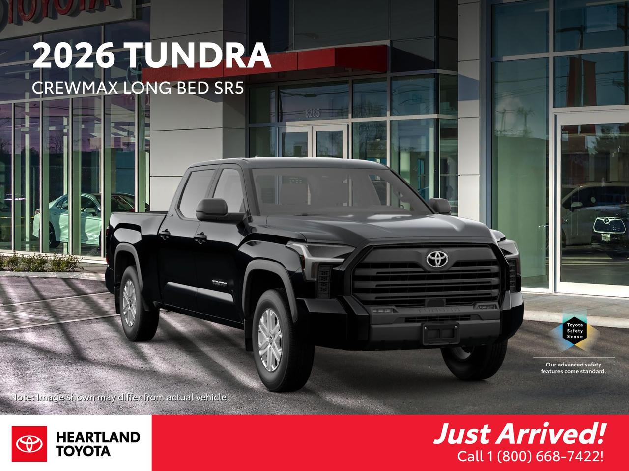 <div>Take on work and play with the 2026 Toyota Tundra CrewMax SR5 Long Bed, a full-size pickup built for capability and comfort. Powered by a 389-horsepower 3.4L Twin Turbo V6 generating 479 lb-ft of torque, paired with a 10-speed Direct Shift Automatic Transmission, this Tundra delivers strong performance and confident towing capability. The spacious CrewMax cabin offers seating for five, while the 6.5-foot long bed provides ample cargo space for tools, toys, and weekend gear. Featuring Toyota Safety Sense&trade;, an 8 touchscreen with Apple CarPlay&reg; and Android Auto&trade;, and bold SR5 styling, this truck is ready for any job or adventure.</div>