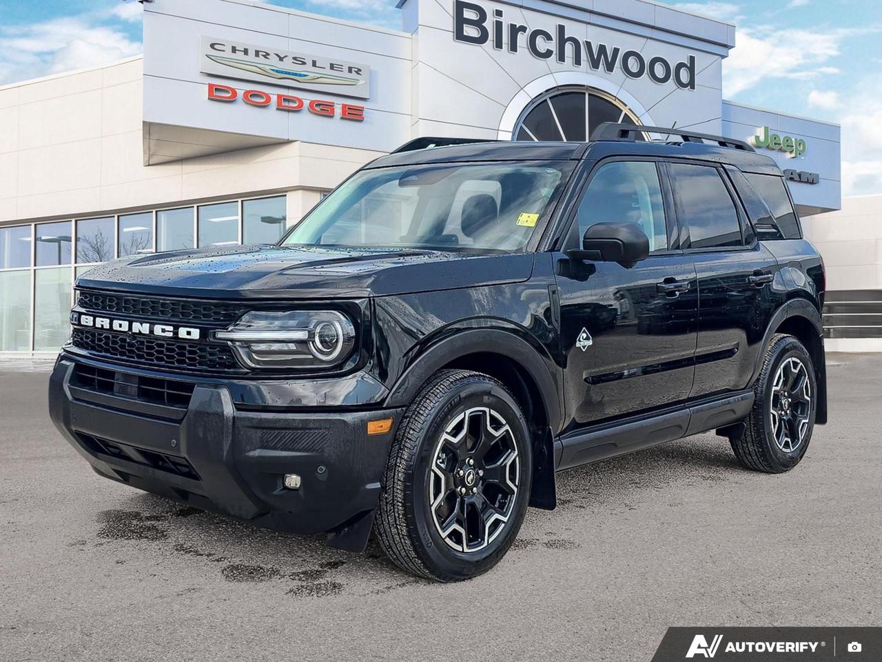 With just under 12,000 km on the clock, this 2025 Ford Bronco Sport Outer Banks is practically fresh off the lot  but priced as a used vehicle. One owner, zero accidents, and packed with genuine off-road capability and thoughtful daily-driver tech, this is the compact SUV for those who want real versatility without compromise.

Key Features:
- One owner, accident-free with only 11,988 km  barely broken in
- Part and full-time 4WD with hill hold control for confident driving in any condition
- Adaptive Cruise Control with Stop-and-Go for relaxed highway commutes
- Heated leatherette steering wheel and voice-activated dual-zone automatic climate control
- BLIS Blind Spot Information System plus Rear Cross-Traffic Braking for added peace of mind
- Driver Monitoring Alert, Lane Centering, and Evasion Assist  a full modern safety suite
- Fuel-efficient 1.5L 3-cylinder engine rated 7.9 L/100 km highway
- Shadow Black exterior with a clean black interior for a sharp, understated look

Birchwood Chrysler Dodge Jeep Ram is here to make your buying experience straightforward and enjoyable. Reserve this vehicle online, start your purchase from home, or contact us to book a test drive  whatever works best for you. Visit us at birchwoodchrysler.ca or reach out directly with any questions.
With us, Experience is Everything. Complete as much or as little of your purchase online as you like. All pricing is what you see is what you pay. No hidden fees. On our website you can choose payment options and terms knowing these are transparent and accurate.

Start your purchase online to build your exact pricing to your specifics like how much money down, vehicle trade and any accessories or added optional protection that suits your needs.

Any questions let us know by calling (204) 774-4444, wed love to send you a video to clarify any questions about a vehicle!

Visit us in store at 90-3965 Portage Ave in the Birchwood Autopark.

Dealer permit #5686
Dealer permit #5686