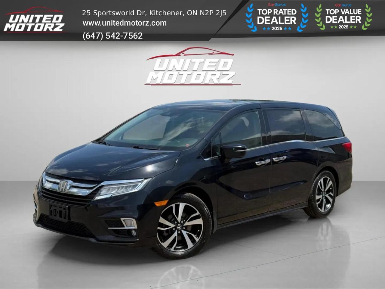 2018 Honda Odyssey Touring Auto FWD 3.5L 6cyl~**AS-IS SPECIAL*** One Owner~~No Accidents~~ <br/> Experience comfort, versatility, and confidence in this 2018 Honda Odyssey Touring, powered by a smooth and reliable 3.5L V6 engine paired with an automatic transmission and front-wheel drive. This one-owner, accident-free minivan has been well cared for and is an excellent choice for families or anyone needing a spacious, dependable vehicle. Renowned for its refined ride, outstanding reliability, and practical design, the Odyssey Touring delivers a premium driving experience with the quality and value Honda is known for. <br/> Key Features:- <br/> * Automatic transmission <br/> * Carfax verified <br/> * Front wheel drive <br/> * Keyless entry <br/> * Power windows <br/> * Power locks & mirrors <br/> * Push button Start/Stop <br/> * Leather seats <br/> * Power seats <br/> * Heated seats <br/> * Infotainment system <br/> * Navigation <br/> * Phone connectivity <br/> * Backup camera <br/> * AM/FM <br/> * Dual zone climatic control <br/> * A/C <br/> * DVD <br/> * Alloy wheels <br/> * Fog lamps <br/> * Cruise control <br/> CARFAX AVAILABLE ON EVERY VEHICLE, TO VIEW CARFAX GO ON UNITEDMOTORZ.COM AND CLICK ON CARFAX LOGO ON OUR SITE TO VIEW IT FOR FREE!! <br/> ------------------------------------------------------------------------------------ United Motorz  Kitcheners Used Car Superstore! Since 2017, United Motorz has been your trusted destination for quality pre-owned vehicles in the Kitchener-Waterloo area. With our convenient location and over 150+ cars, SUVs, and vans, we offer a huge selection to fit every lifestyle and budget. From sleek sedans to family SUVs, every vehicle is carefully inspected to ensure reliability and performance. <br/> Location: <br/> Kitchener: 25 Sportsworld Dr, N2P 2J5 <br/> ------------------------------------------------------------------------------------WHAT YOU GET : <br/> ******This Vehicle is sold as is and according to the laws we must indicate this statement******** <br/> Sold As-is. The motor vehicle sold under this contract is being sold as is and is not represented as being in road worthy condition, mechanically sound or maintained at any guaranteed level of quality. The vehicle may not be fit for use as a means of transportation and may require substantial repairs at the buyers expense. It may not be possible to register the vehicle to be driven in its current condition. <br/> $+ hst & licensing <br/> UCDA member and OMVIC approved dealership, buy with confidence. <br/> To view more used cars you can visit us at www.unitedmotorz.com <br/> Contact : 6475427562 <br/> United Motorz inc. <br/> www.unitedmotorz.com <br/> 25 Sportsworld Drive, Kitchener, ON. N2P2J5<br/> <br/>