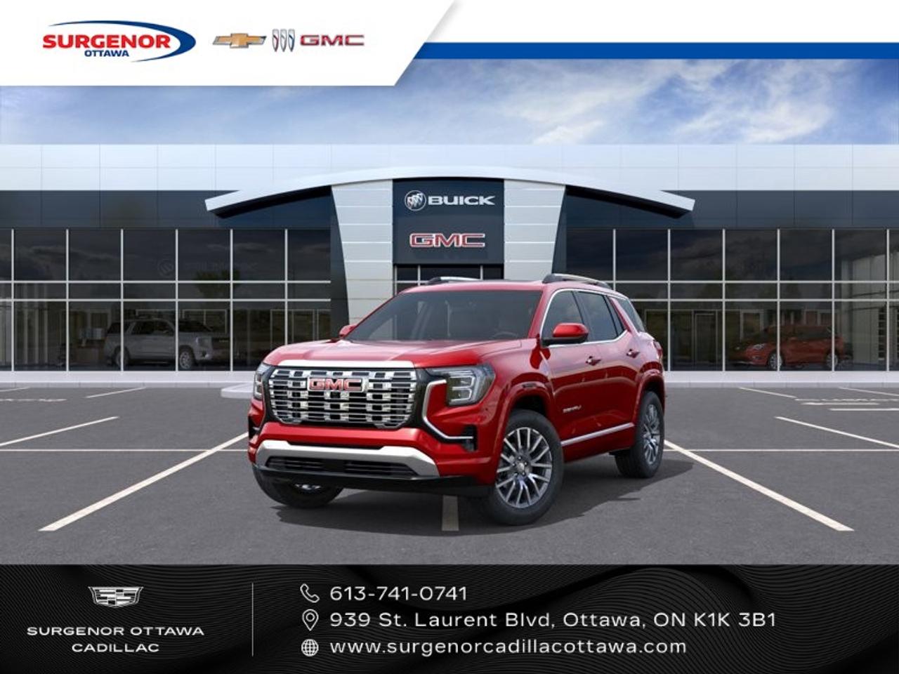 <p>The stunning 2026 GMC Terrain AWD Denali in a bold red hue offers exceptional handling with its advanced all-wheel-drive system and automatic transmission. This SUV embodies sturdiness and sophistication, guaranteed to turn heads with its Volcanic Red Tintcoat and 19" Midnight Silver Aluminum Wheels.</p> <p>Step inside to immerse yourself in the refined elegance of the black interior featuring exquisite After Dark, perforated leather-appointed seat trim. The front bucket seats provide lasting comfort, and the sunroof/moonroof adds a touch of luxury, blending style and functionality seamlessly.</p> <p>The Terrain Denali ensures you're always connected with smart device integration and a Wi-Fi hotspot. Safety features such as lane assist, parking sensors, and a rear backup camera boost confidence behind the wheel. Enjoy peace of mind with adaptive cruise control, brake assist, and a comprehensive navigation system to keep you safely on track.</p> <p>This new SUV is perfect for adventurous families or individuals seeking a reliable, luxurious ride with all-weather capabilities. Contact Surgenor Chevrolet Buick GMC Cadillac today to experience the elegance, technology, and performance of the 2026 GMC Terrain AWD Denali.</p>