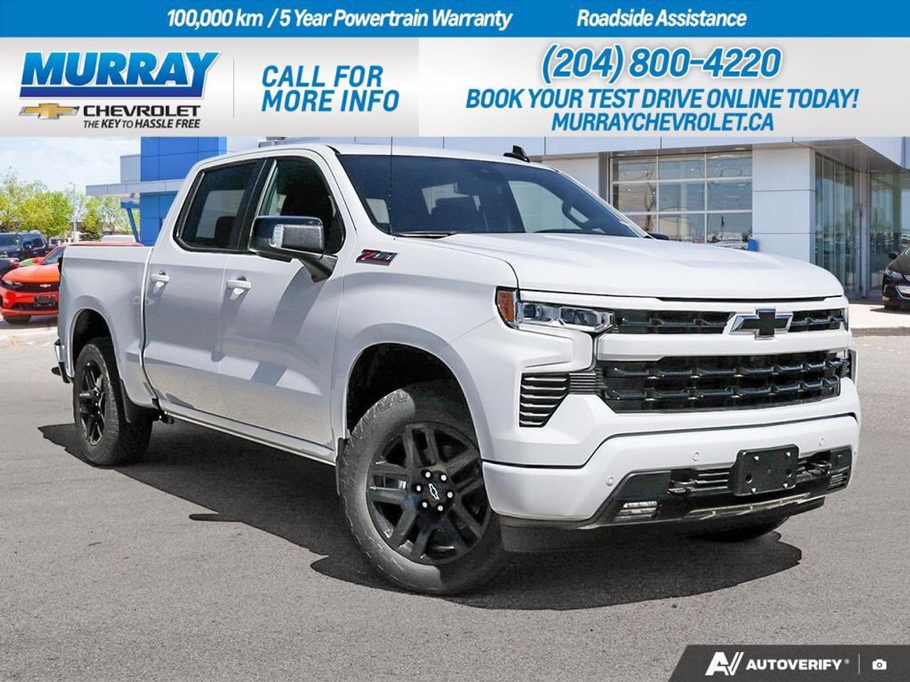 * Z71 OFF-ROAD AND PROTECTION PACKAGE * * ENGINE 5.3L ECOTEC3 V8 * * SAFETY PACKAGE *  Discover the ultimate blend of power and protection in the 2026 Chevrolet Silverado 1500 RST, proudly available in Winnipeg. This remarkable truck boasts an impressive 5.3L EcoTec3 V8 engine that delivers 355 hp and 383 lb-ft of torque while optimizing efficiency with Dynamic Fuel Management. Experience seamless driving with the 8-speed automatic transmission that enhances your journey with features like overdrive and tow/haul mode.  The Z71 Off-Road and Protection Package ensures youre ready for any adventure with skid plates, Hill Descent Control, and an off-road suspension. Whether youre navigating city streets or rugged trails, feel confident with the added protection and style of this package. The stunning Summit White exterior is complemented by 20 high gloss black painted aluminum wheels, making a bold statement wherever you go.  Safety and convenience are at the forefront with the comprehensive Safety Package, which includes HD Surround Vision, Front and Rear Park Assist, Trailer Camera Provisions, and more. Stay connected and entertained with the integrated navigation system and Bluetooth connection, while the luxurious Jet Black leather-appointed seats provide comfort for all your travels.   Dealer Permit #1740