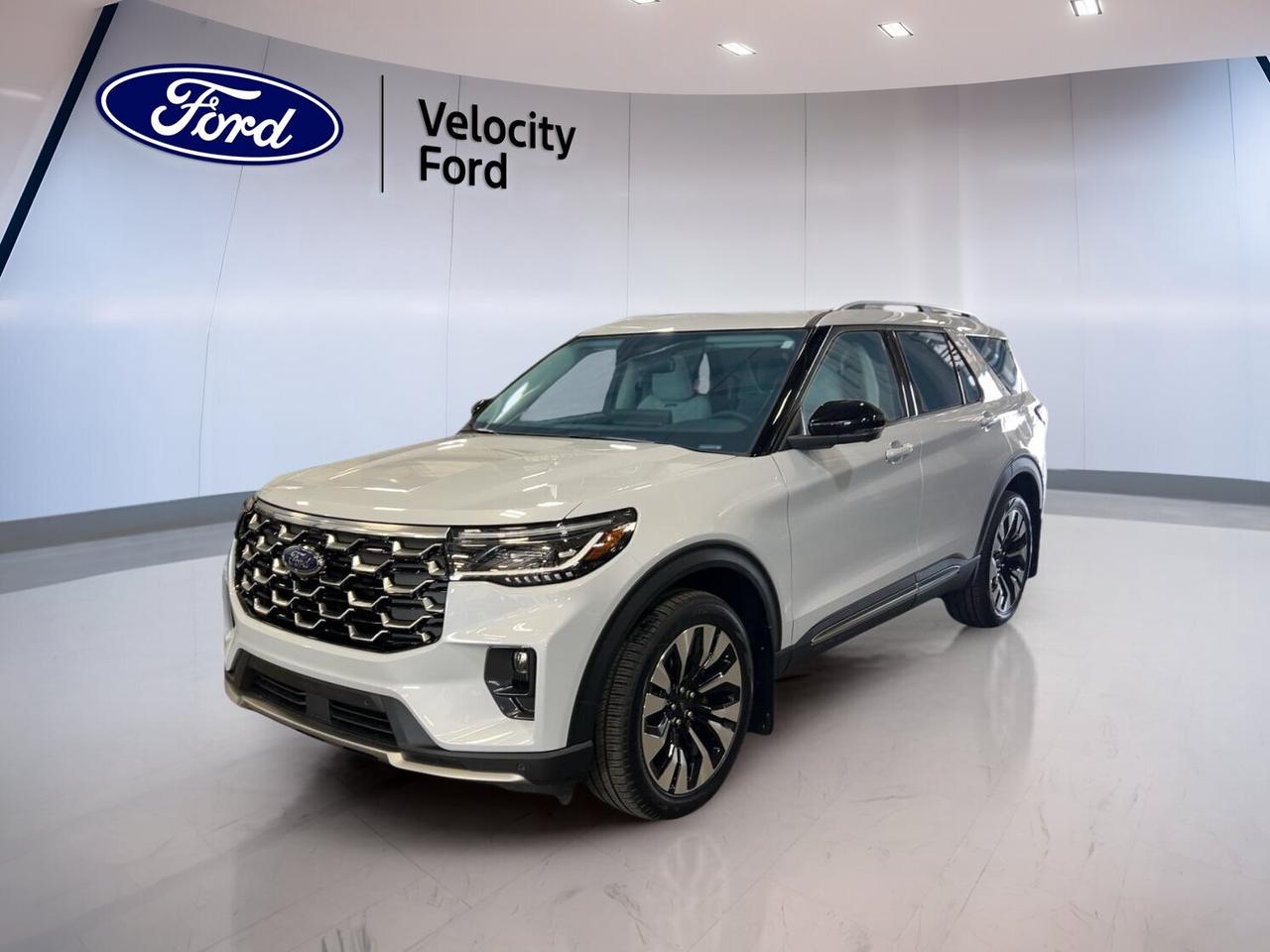 Discover refined capability in this brand new 2026 Ford Explorer Platinum 4WD at Velocity Ford in Moose Jaw. Finished in White with a Grey interior, this four-door SUV blends upscale comfort with everyday utility. Its 2.3-litre unleaded engine and automatic transmission deliver smooth power for family trips, commuting, and all-season Prairie driving.

The 2026 Ford Explorer Platinum 4WD brings a confident feel on the road with four-wheel drive, a glass sunroof, and a well-equipped cabin. Heated front and rear seats, navigation, a power liftgate, and advanced driver-assist features help make every drive easier. This new SUV is built for comfort, control, and modern convenience.

FEATURES OF THE Explorer Platinum 4WD
»» Four-wheel drive for year-round road confidence
»» Glass sunroof adds open-air cabin feel
»» Power liftgate helps with daily loading
»» Navigation system supports easy route planning

ADVANCED SAFETY FEATURES
»» Backup camera helps with reversing visibility
»» Lane departure warning adds driving support
»» Blind spot monitor boosts lane awareness
»» Side and head airbags add protection

PERFORMANCE AND EFFICIENCY
»» 2.3-litre unleaded engine balances power efficiently
»» Automatic transmission delivers smooth daily driving
»» Four-wheel drive supports changing road conditions
»» Power steering helps with easy manoeuvres

COMFORT AND CONVENIENCE
»» Heated front seats improve cold-weather comfort
»» Heated rear seats add passenger comfort
»» Dual-zone climate control aids cabin comfort
»» Remote starter adds convenience in winter

TECHNOLOGY AND CONNECTIVITY
»» Bluetooth integration supports hands-free phone use
»» Navigation system offers clear trip guidance
»» Wi-Fi hotspot keeps devices connected
»» Steering wheel audio controls simplify access

CARGO SPACE
»» Power liftgate assists with cargo access
»» Rear trunk access supports daily versatility
»» Four-door layout makes loading easier
»» SUV design offers flexible hauling space

WHAT OTHER OWNERS LIKE
»» Comfortable ride quality for daily travel
»» Useful technology that feels easy to use
»» Confident winter traction with four-wheel drive
»» Spacious cabin for family and gear

This 2026 Ford Explorer Platinum 4WDs VIN is: 1FMUK8HH0TGC08794.