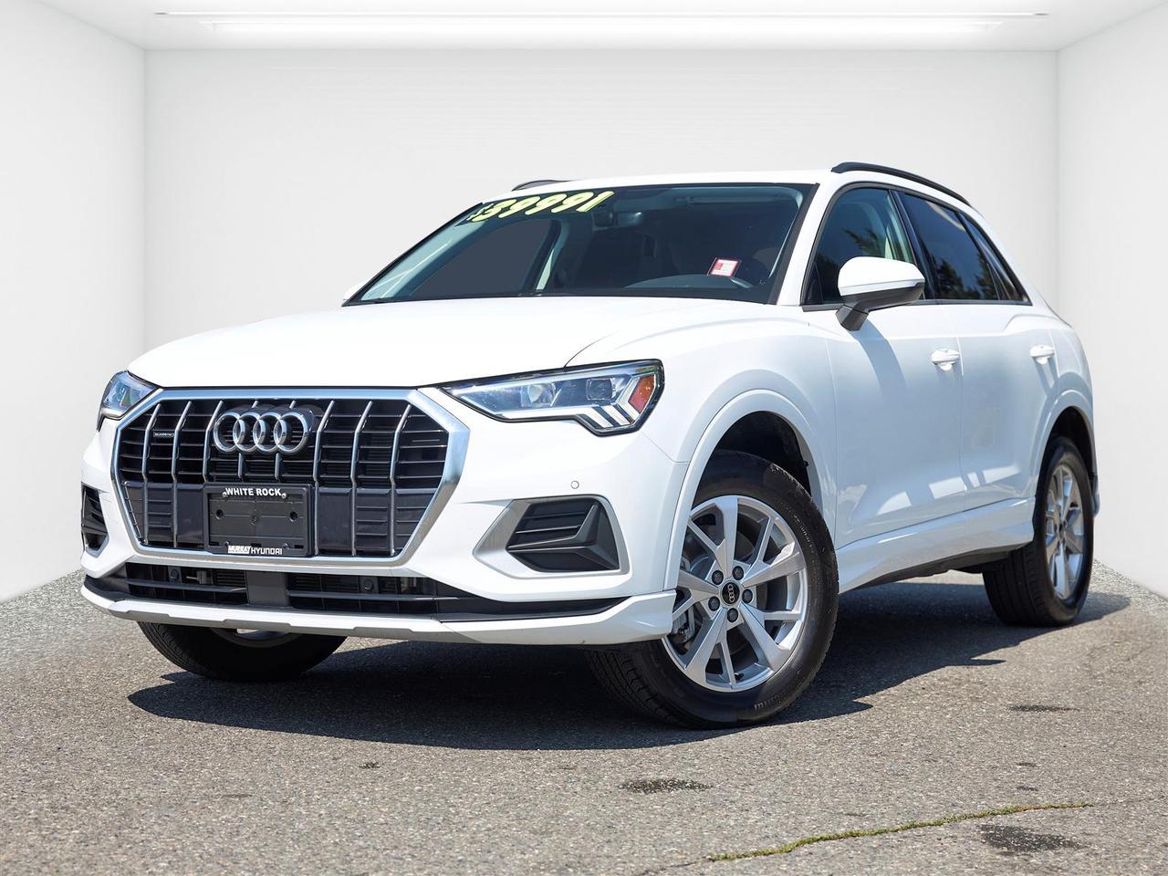 Quattro Premium All Wheel Drive | Panoramic Sunroof | Leather Interior | Apple CarPlay & Android Auto | Virtual Cockpit | Heated Front Seats | Adaptive Cruise Control | Power Liftgate | No Accidents | Low KM<br /><br />2025 Audi Q3 Premium 40 quattro AWD<br /><br />This 2025 Audi Q3 Premium 40 quattro AWD is now available at White Rock Hyundai, offering luxury, advanced technology, and confident performance in a refined compact luxury SUV. Powered by a responsive turbocharged engine and equipped with Audi's legendary quattro all wheel drive system, this Q3 delivers smooth acceleration, confident handling, and year round capability. With its premium craftsmanship, sophisticated styling, and practical versatility, it is an excellent choice for drivers throughout White Rock, South Surrey, Surrey, Delta, Langley, and Vancouver seeking a luxury SUV with everyday usability.<br /><br />Inside, this Audi Q3 quattro is well equipped with premium features such as leather seating, Apple CarPlay, Android Auto, Audi Virtual Cockpit, a panoramic sunroof, heated front seats, and a power liftgate. Advanced safety technologies including adaptive cruise control and driver assistance features help provide added confidence behind the wheel, while the spacious cabin offers exceptional comfort for both passengers and cargo. Combining premium refinement, innovative technology, and Audi's renowned all wheel drive capability, this compact luxury SUV is ready for every journey. If you're searching for a used Audi Q3 for sale in White Rock, this 2025 Audi Q3 Premium 40 quattro AWD delivers the luxury, performance, and versatility that discerning SUV buyers are looking for.<br /><br />Why Buy From White Rock Hyundai?<br />* 7x Hyundai President's Award of Merit Winner<br />* 3x Consumer Choice Award for Business Excellence<br />* AutoTrader Dealer of the Year<br /><br />M-Promise Certified Pre-Owned ($995 value) includes:<br />* 30-day / 2,000 km Exchange Program<br />* 3-day / 300 km Money Back Guarantee<br />* Comprehensive 144-Point Mechanical Inspection<br />* Full Synthetic Oil Change<br />* BC Verified CARFAX<br />* Minimum 6 Month Powertrain Warranty<br /><br />Buy with confidence at White Rock Hyundai. Our vehicles are priced competitively based on market demand, condition, and kilometres to give our customers a transparent and hassle-free buying experience.<br /><br />Visit White Rock Hyundai today to test drive this 2025 Audi Q3 Premium 40 quattro AWD. We proudly serve drivers in White Rock, South Surrey, Surrey, Delta, Langley, and Vancouver with quality pre-owned vehicles and a professional, no-pressure experience.<br /><br />Contact our team today to confirm availability, explore financing options, and reserve this vehicle.<br /><br />* All vehicle purchases are subject to a $799 administration fee. Dealer #31129.