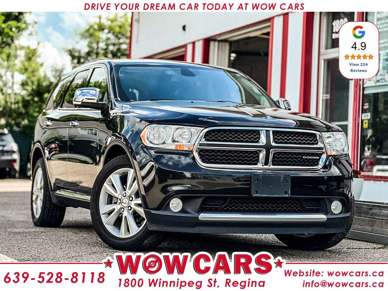 2011 Dodge Durango Crew PlusOdometer: 173,412 Km <br/> Price: $13,990+taxes <br/> <br/> <br/> WOW Factors:- -Certified and mechanical inspection <br/> -Second set of Winter Tires on Rims <br/> <br/> <br/> Highlight Features:--Alloy Wheels <br/> -Navigation <br/> -Power Leather seats <br/> -Front Heated Seats <br/> -Rear Heated Seats <br/> -Remote Starter <br/> -Push button Start <br/> -Keyless Entry <br/> -Power Tailgate <br/> -Backup-Camera <br/> -Parking Sensors <br/> -Bluetooth Connectivity <br/> -Cruise Control and much more. <br/> <br/> <br/> Driven by Trust, Powered by Family  Your Destination for Quality Pre-Owned Vehicles <br/> At our family-owned dealership, customer satisfaction isnt just a goal  its our promise. We specialize in pre-owned Cars, SUVs, Vans, and Trucks, offering standout value with the WOW factors that set us apart. From exceptional Google reviews to unmatched after-sales service, we go above and beyond to make your experience seamless, transparent, and friendly. <br/> <br/> <br/> Visit WOW CARS Today at 1800 Winnipeg Street Regina, SK S4P1G2, or give us a call at (639) 528-8II8 <br/>