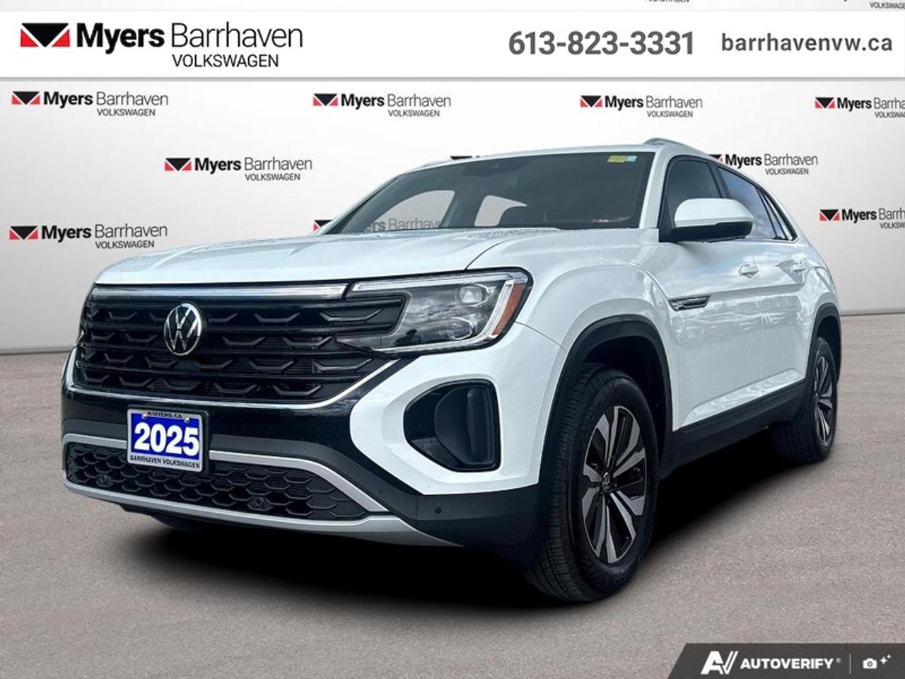 <b>Cooled Seats,  Heated Steering Wheel,  Power Liftgate,  Adaptive Cruise Control,  Remote Start!</b><br> <br> The 2025 Volkswagen Atlas Cross Sport adapts smoothly from city errands to weekend missions thanks to its flexible usability and modern appeal. This 2025 Volkswagen Atlas Cross Sport is for sale today in Nepean.<br> <br>From the outside, the Atlas Cross Sport showcases a bold two-row SUV silhouette, sculpted lines and a commanding stance that merge style with presence. Inside, the cabin offers premium materials, intuitive connectivity and comfortable seating designed with both driver and passengers in mind. With its thoughtful design, smart features and Volkswagens dedication to quality, the Atlas Cross Sport presents itself as a versatile and well-rounded choice in the midsize SUV segment.<br> <br>This SUV has 33,935 km. Its Pure White in colour and is completely accident free based on the <a href=https://vhr.carfax.ca/?id=2K7mxJcjMATQ3PWGltzS1qefShUhTlel target=_blank>CARFAX Report</a>. It has an Automatic transmission and is powered by a 269HP 2.0L 4 Cylinder Engine. <br> <br> Our Atlas Cross Sports trim level is Comfortline 2.0 TSI. Standard features include ventilated and heated front seats, a heated steering wheel, adaptive cruise control, Car-Net 4G LTE, remote engine start, a power liftgate for rear cargo access, and a 12-inch infotainment screen with Apple CarPlay and Android Auto. Safety features also include lane keep assist with lane departure warning, collision mitigation, blind spot alert, front and rear parking sensors, and forward collision mitigation. This vehicle has been upgraded with the following features: Cooled Seats, Heated Steering Wheel, Power Liftgate, Adaptive Cruise Control, Remote Start, Lane Keep Assist, Blind Spot Alert.<br> <br>To apply right now for financing use this link: <a href=https://www.barrhavenvw.ca/financing-request/ target=_blank>https://www.barrhavenvw.ca/financing-request/</a><br> <br/>Buy this vehicle now for the lowest bi-weekly payment of <b>$322.44</b> with $0 down for 84 months @ 8.99% APR O.A.C. ((Plus applicable taxes and fees - Some conditions apply to get approved at the mentioned rate) ). See dealer for details. <br><br>We are your premier Volkswagen dealership in the region. If youre looking for a new Volkswagen or a car, check out Barrhaven Volkswagens new, pre-owned, and certified pre-owned Volkswagen inventories. We have the complete lineup of new Volkswagen vehicles in stock like the GTI, Golf R, Jetta, Tiguan, Atlas Cross Sport, Volkswagen ID.4 electric vehicle, and Atlas. If you cant find the Volkswagen model youre looking for in the colour that you want, feel free to contact us and well be happy to find it for you. If youre in the market for pre-owned cars, make sure you check out our inventory. If you see a car that you like, contact 844-914-4805 to schedule a test drive.<br> Come by and check out our fleet of 50+ used cars and trucks and 110+ new cars and trucks for sale in Nepean.  o~o