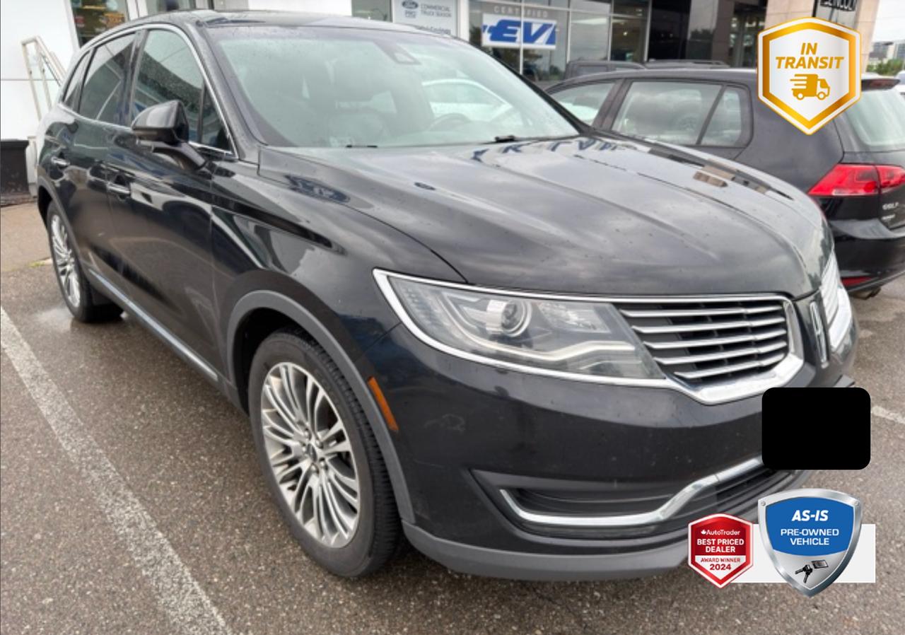 Used 2016 Lincoln MKX Reserve 102A|BLK VELVET|PREM LTHR HEATED/COOLED BKT STS |ENG 3.7L V6 TI-VCT|6 SPEED A/T|INFLATABLE REAR-SEATBELTS | SONATA SPIN ALUMINUM TRIM for sale in Oakville, ON